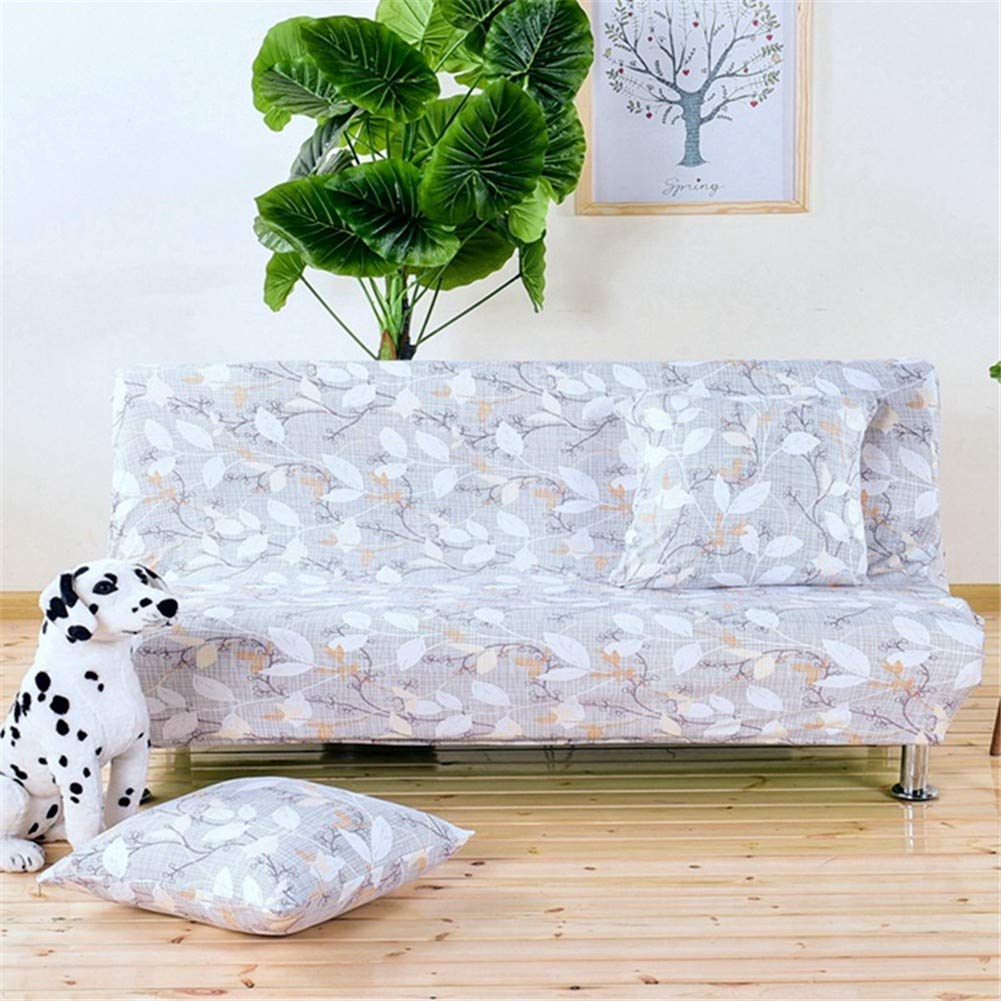 PPDD Simple printing Covers Sofa Furniture High Stretch Foldable Sofa bed cover Quilted Non-slip Without armrests armless sofa slipcover for 1/2/3 seat etcE-Small (120~155cm)