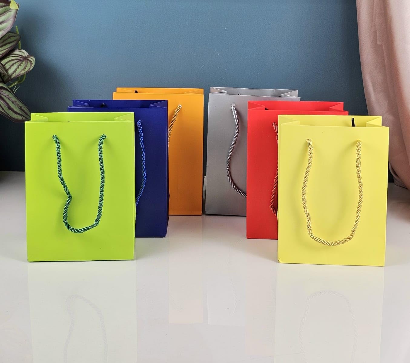 SATYAM KRAFT 6 Pcs Solid Color Gift Bags with Handle Gift Paper bag, gift For Gifting, marriage Return Gifts, Christmas, Birthday, Wedding, Xmas, Party, Seasons Greetings (Multi) (B0D733P2K7) Amazon Price History, Amazon Price Tracker