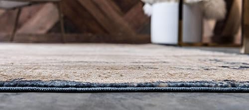 Miniatura 2 de Unique Loom Chateau Collection - Alfombra tradicional con textura envejecida, 6 x 9 pies, color beige y azul marino