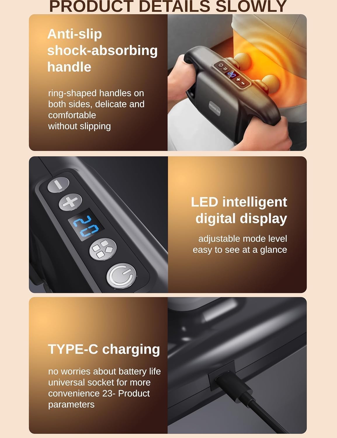 4-Head Massage Gun Deep Tissue, Muscle Massager 20 Intensities & 6 Massage Modes, 4-Head Back Massager for Pain Relief in Back, Leg, Neck, Shoulder and Body, Multicolour 4-Head Massage Gun Deep Tissue, Muscle Massager 20 Intensities & 6 Massage Modes, 4-Head Back Massager for Pain Relief in Back, Leg, Neck, Shoulder and Body, Multicolour