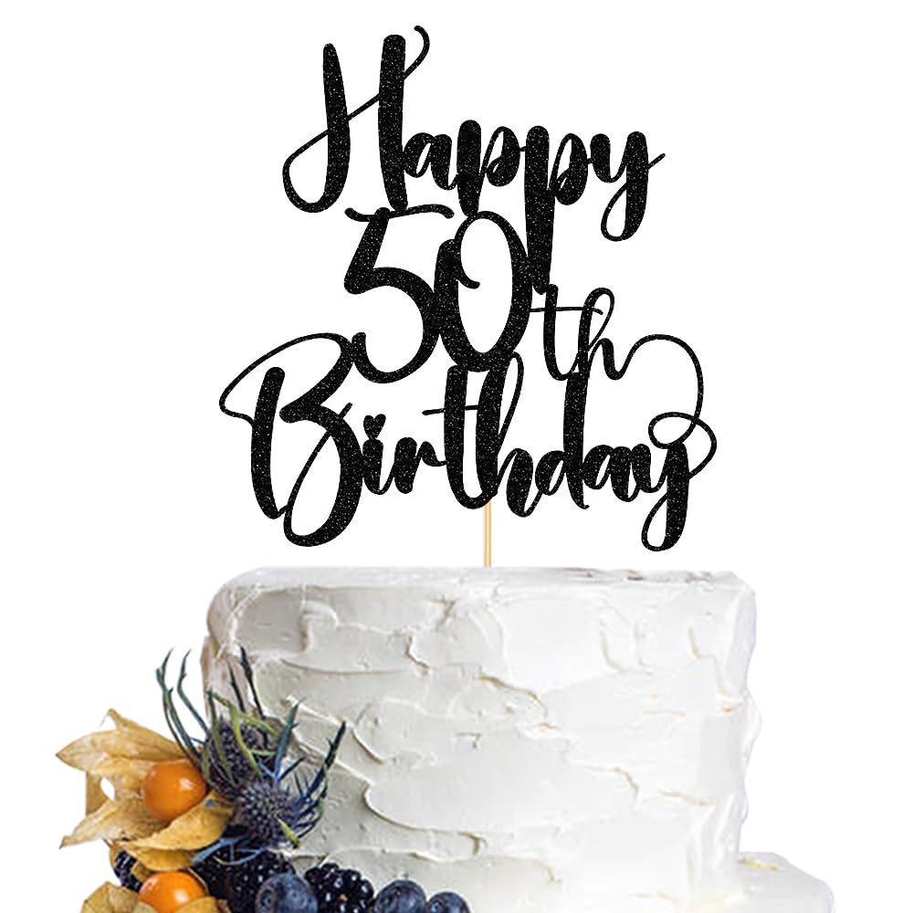 Dcokska Happy Birthday 50th Cake Topper?Men/Women 50th Birthday,50th Anniversary Party Cake Topper Decorations/Dinner Party Decorations (50)