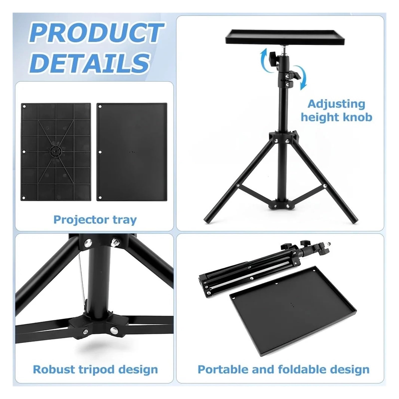 Mehrzweck-Projektor- Und Laptop-Stativständer | Verstellbare Höhe von 21–47 Zoll for DJ-Equipment, Outdoor/Büro/Zuhause/Bühne