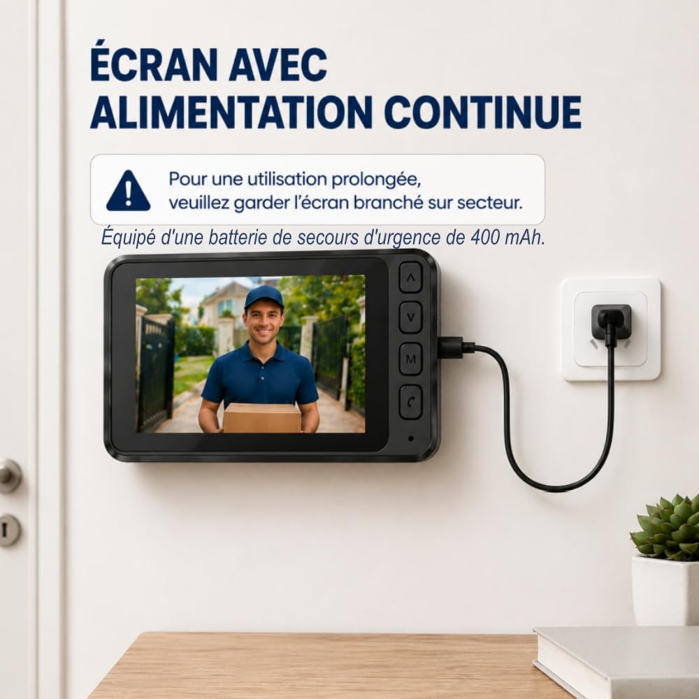 TKMARS Sonnette Vidéo 1080P avec Écran IPS 4.5 Pouces | Audio Bidirectionnel, Visiophone sans Fil 2.4 GHz, sans WiFi ni Application, Vision Nocturne IR, Étanche IP65