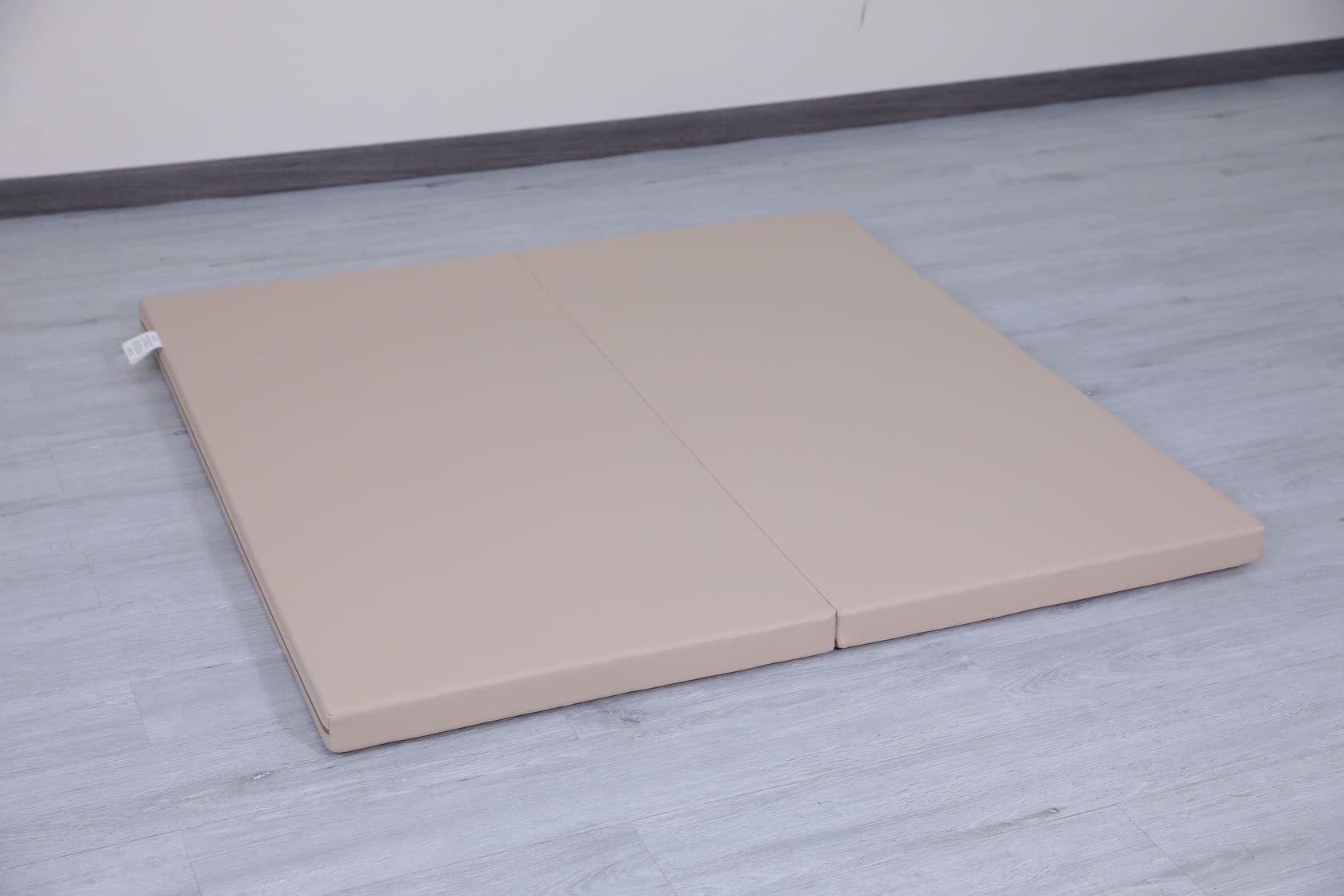 Tapis de gymnastique - Tapis de sport - Pliable - Doux - 2 pièces - 120 x 120 x 5 cm - Beige