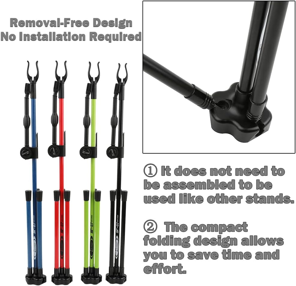 ZSHJGJR 24“ Folding Archery Bow Stand - Installation-Free Takedown Recurve Bow Stand, Foldable Compound Bow Rest, Quick to use Lightweight Fiberglass Long Bow Holder
