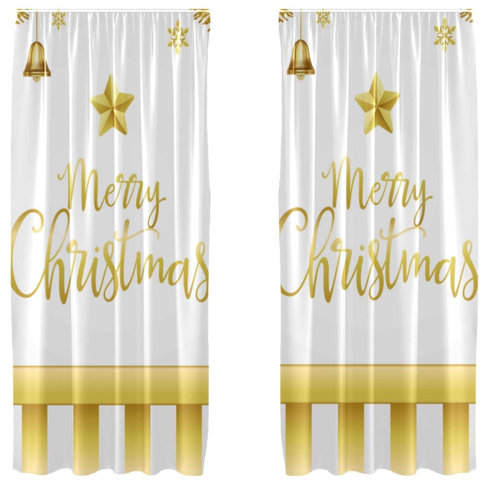 Rideaux occultants de Noël dorés bloquant la lumière pour un salon chaleureux et isolé du froid