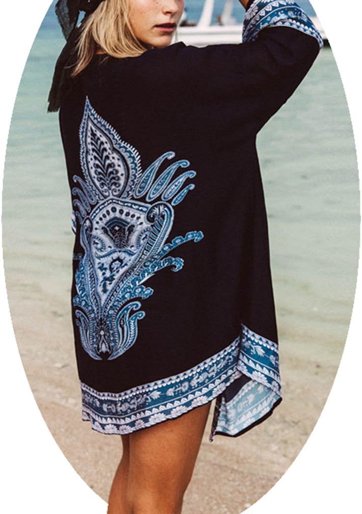 Women's Beach Wear Cover UPS Kimono Floral Cardigan Chiffon Blouses Shawl Wrap