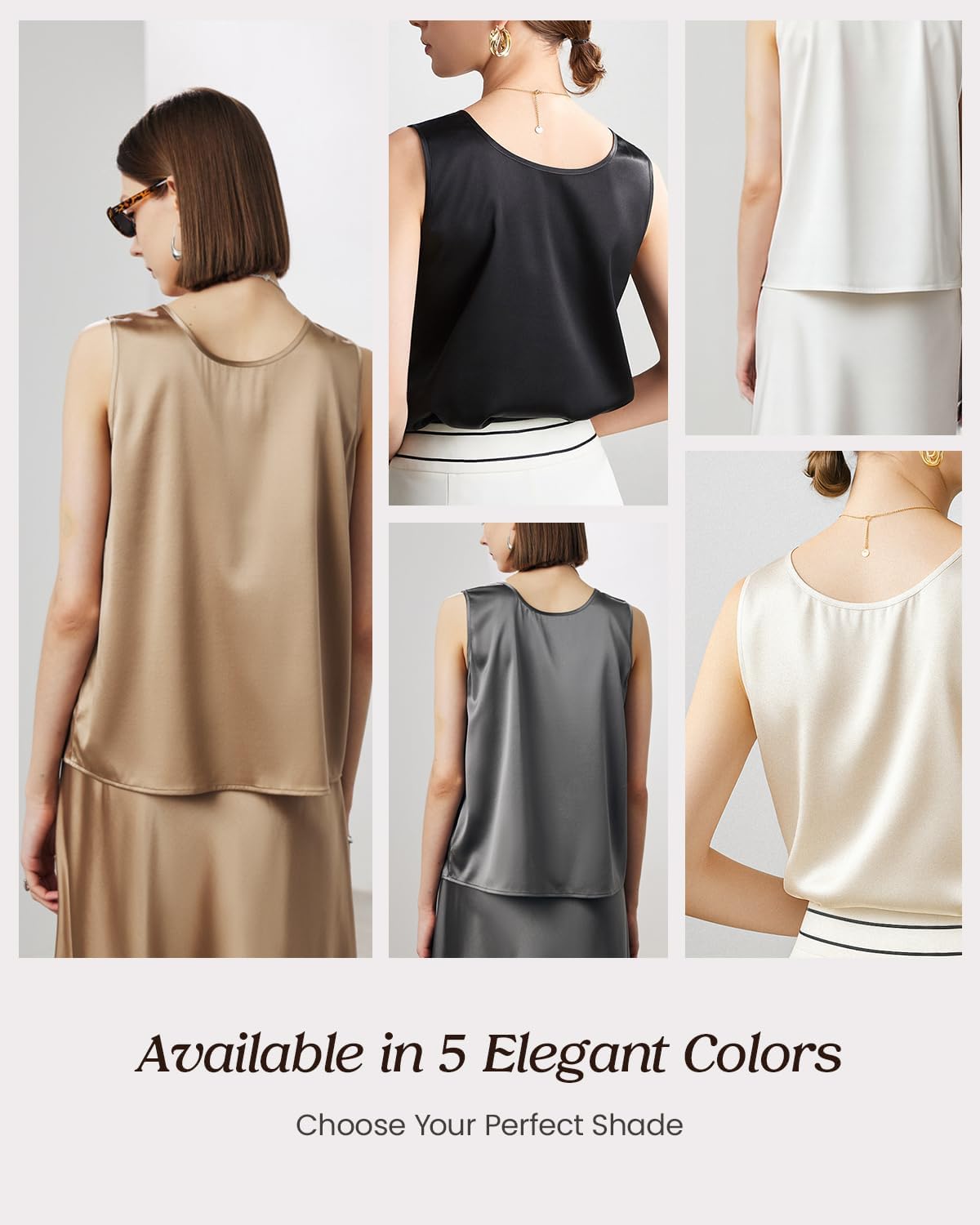 Womens 100% Mulberry Silk Tank Top - 19 Momme Silk, Loose Fit Casual Flowy Sleeveless Summer Tops Clothes Outfits - Image 7