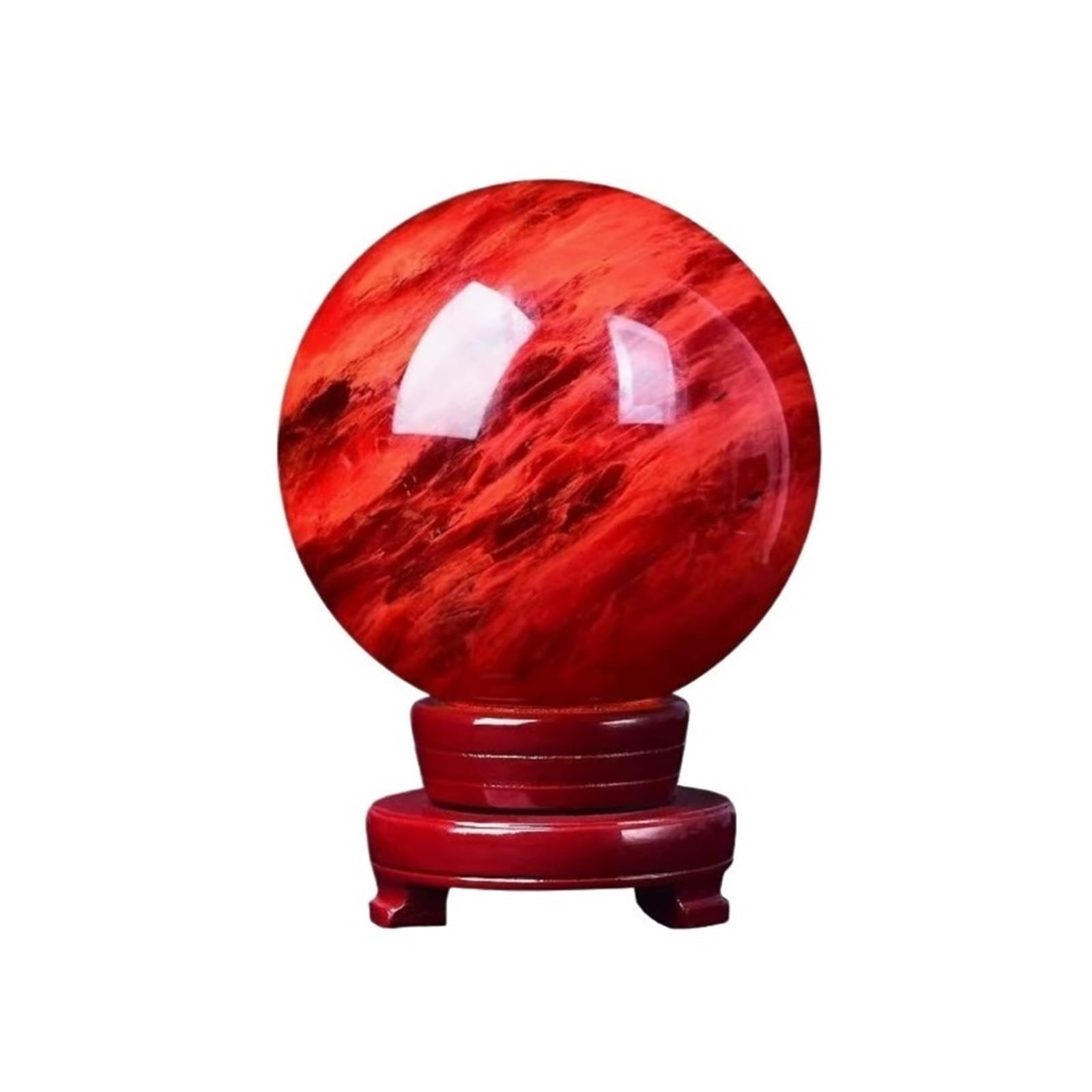 AZHKJKZH Crystal Ball Ornament Red Natural Crystal Ball Decorative Sphere With Stand Crystals Stone For Home Decoration(12cm)