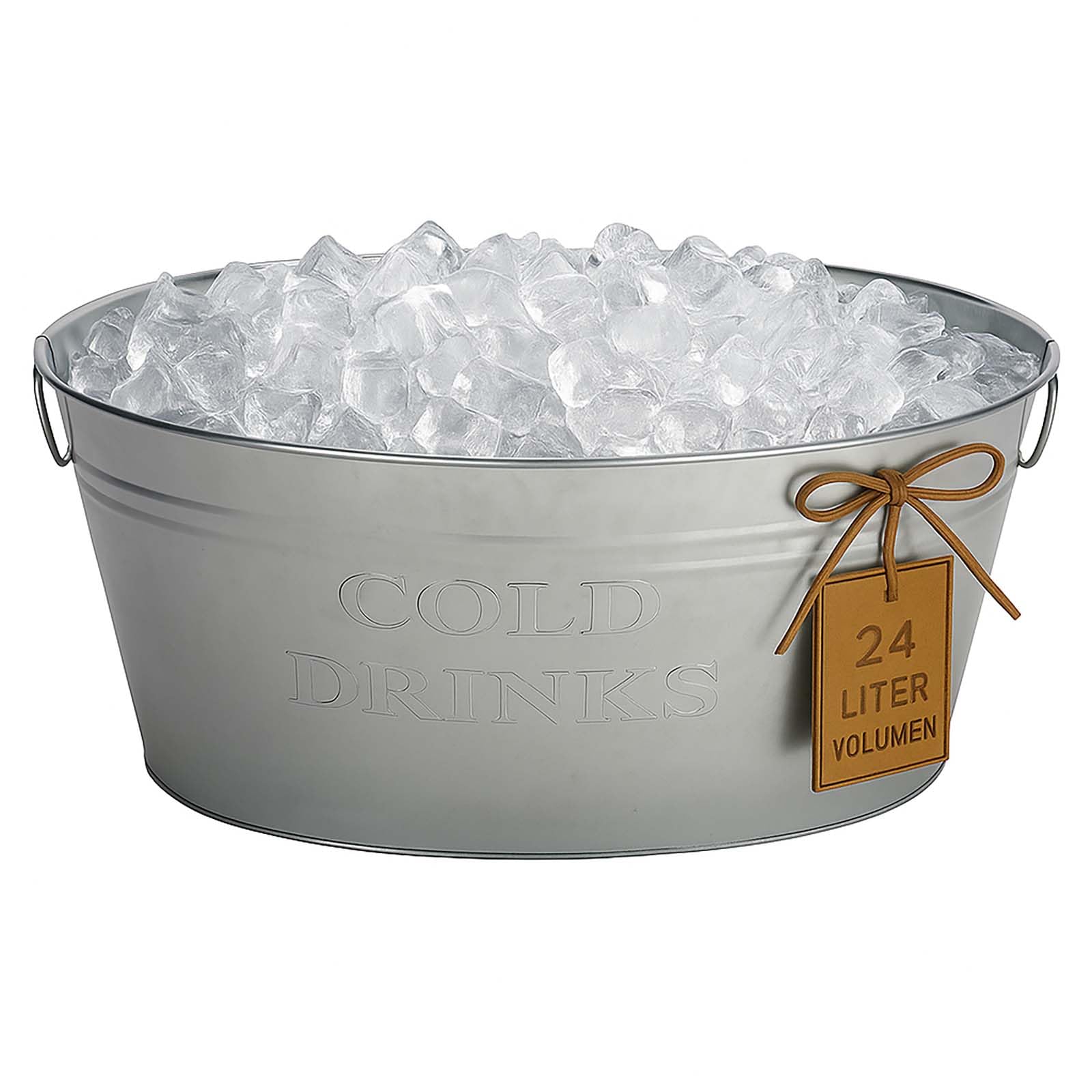 BURI Bac à boisson avec anse - 24 l - En zinc étanche - Grand seau à champagne - Seau à glace pour fête de jardin
