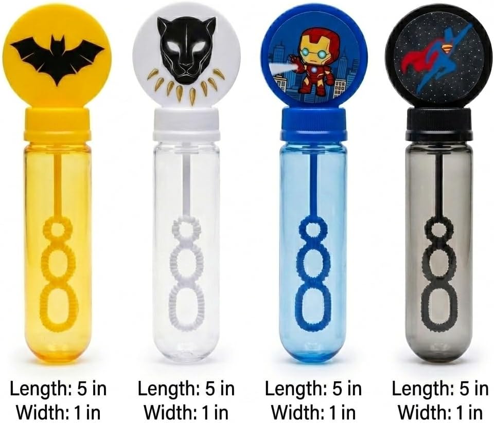 24PCS Bubble Wands for Kids Superhero Party Favors Superhero Bubble Blowing Toy Birthday Party Supplies Goody Bag Stuffers image 2