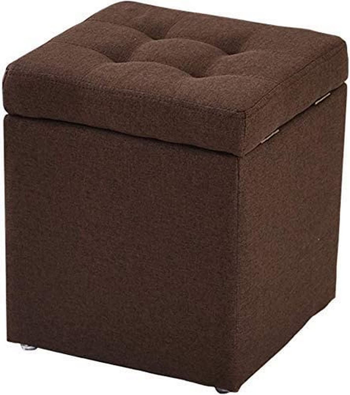 Pouf ottoman de salon marron pour ranger les jouets des enfants
