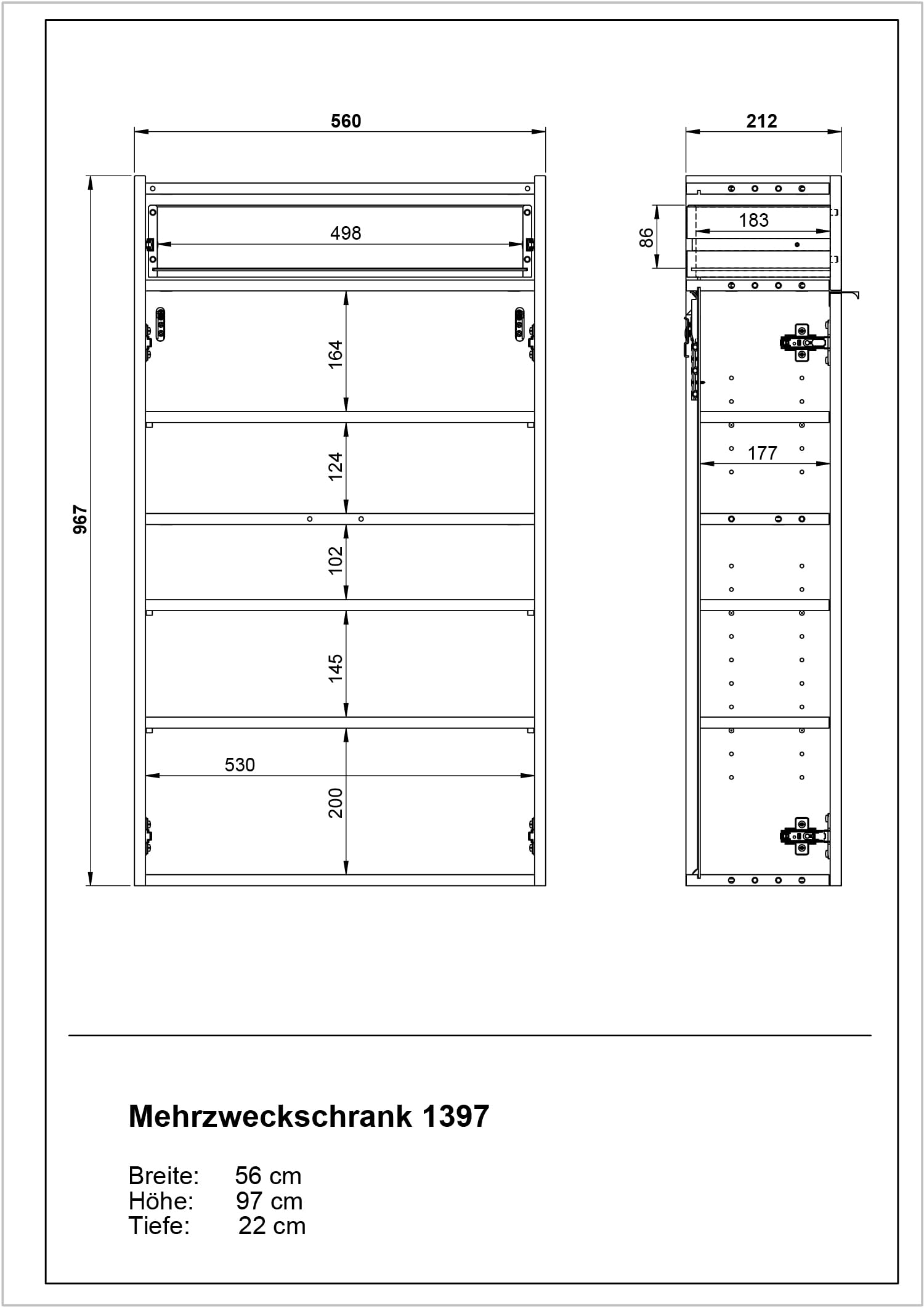 Germania szafka na buty 1397-605 GW-Ameca, z kaszmiru/dębu Navarra, mała głębokość – idealna do wąskich korytarzy, 56 x 97 x 22 cm (szer. x wys. x gł.)