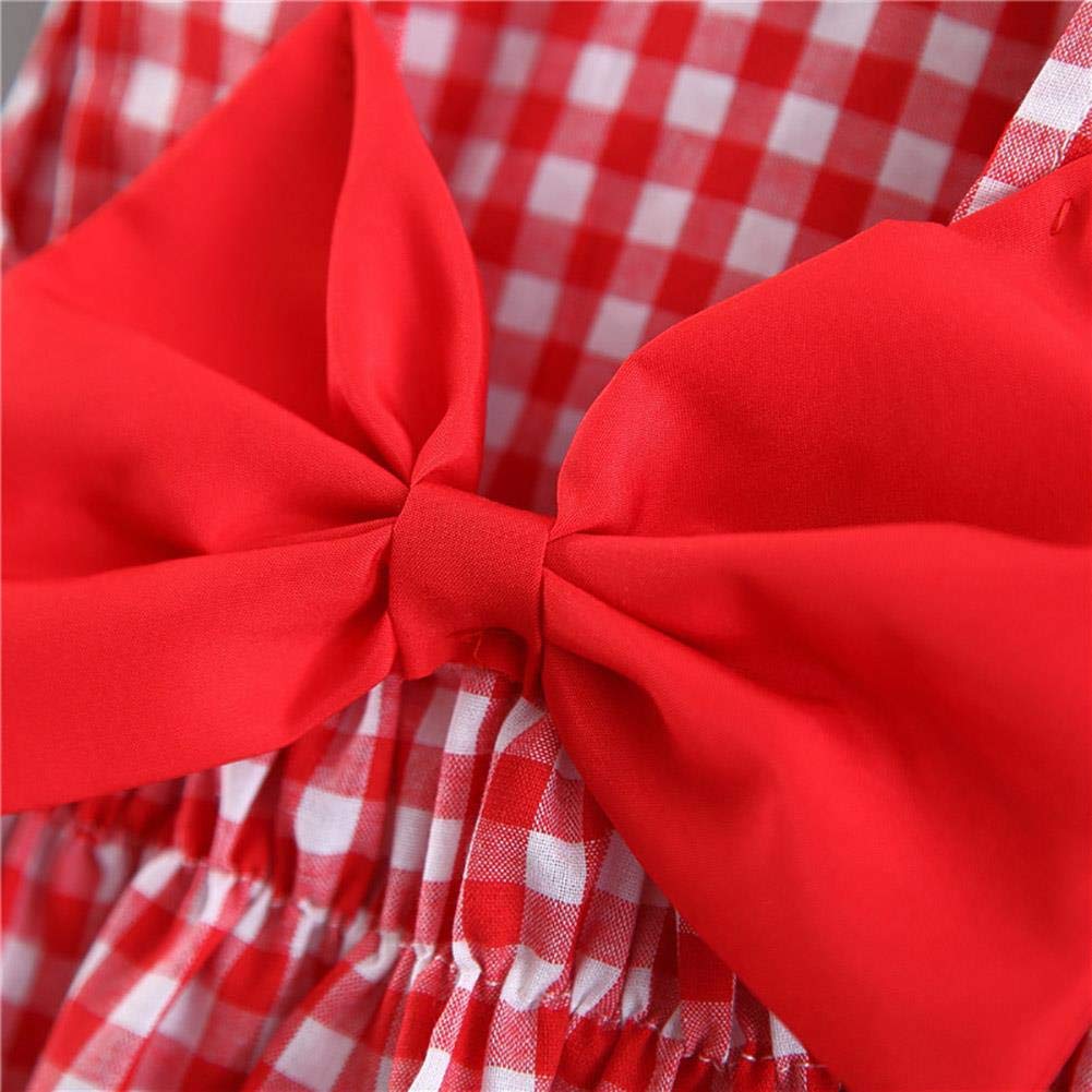 IWEMEK Vestito da bambina con motivo floreale, stampato, da principessa, con fiocco, senza maniche, con cappello di paglia, casual, per cerimonia, spiaggia, vacanze, tempo libero, festa, 9 mesi - 3