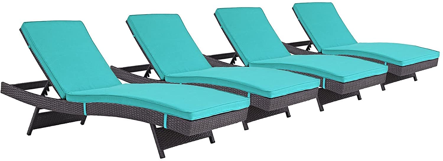 Buy DEVOKO Set of 4 Outdoor Patio PE Wicker Chaise Lounge, 5Position