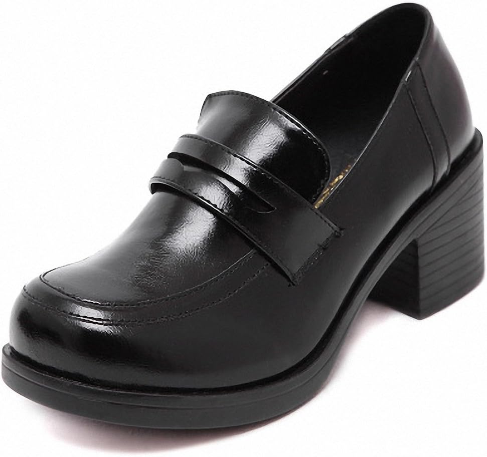 MEWOW Women's Girl's Lolita Mid Heel Students Uniform Dress Shoes for Costume and Daily