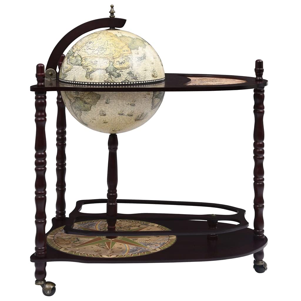 vidaXL Minibar a Forma di Globo con Supporto Elegante Robusto Moderno Cantinetta Portabottiglie Bicchieri da Tavola Verde Legno di Eucalipto