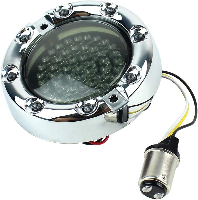 ZYTC 3 1/4" LED Turn Signals w/Running Light Bullet Style Front 1157 LED Turn Signal Kit White Amber for Harley Silver Case