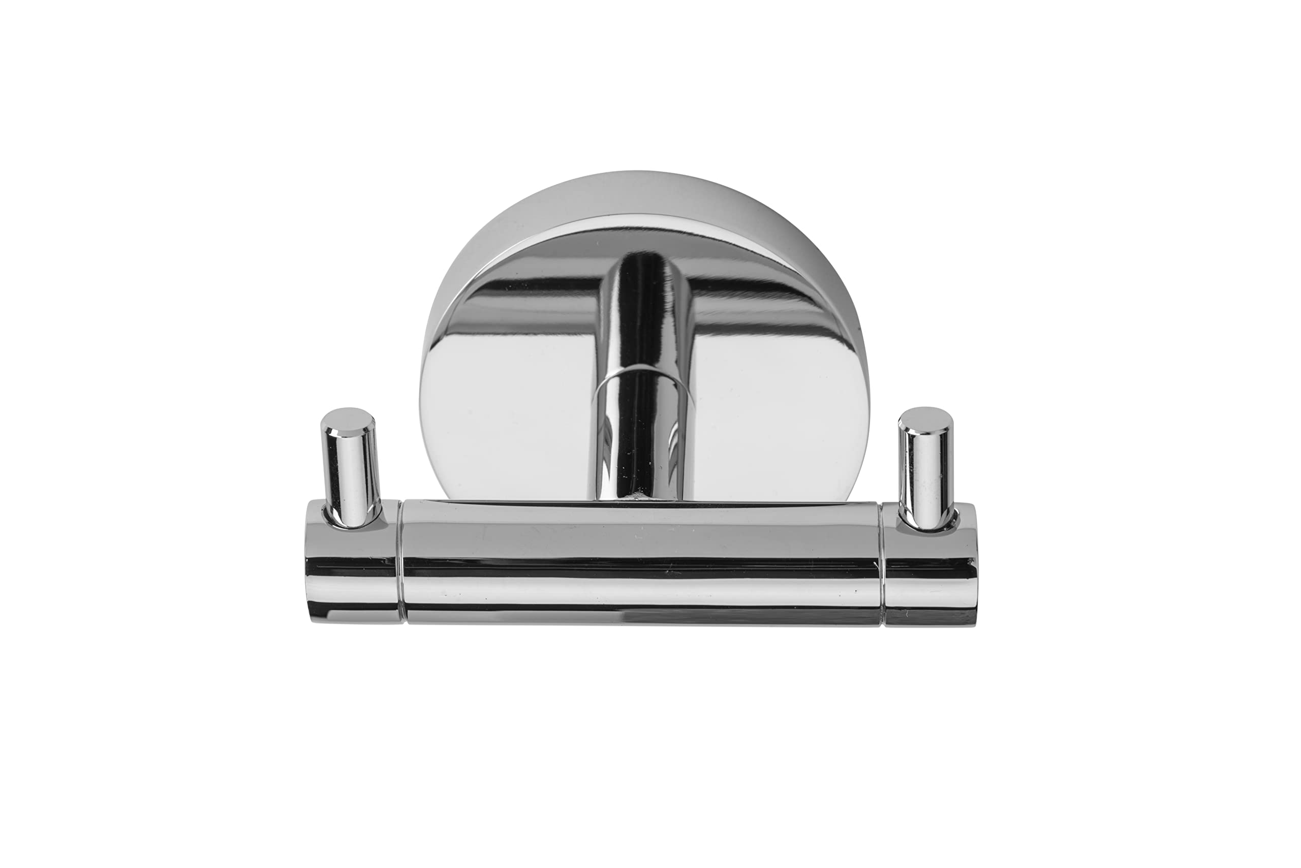Croydex Silver Flexi-Fix Britannia Durable Brass And Stainless Steel Construction Flat Double Robe Hook