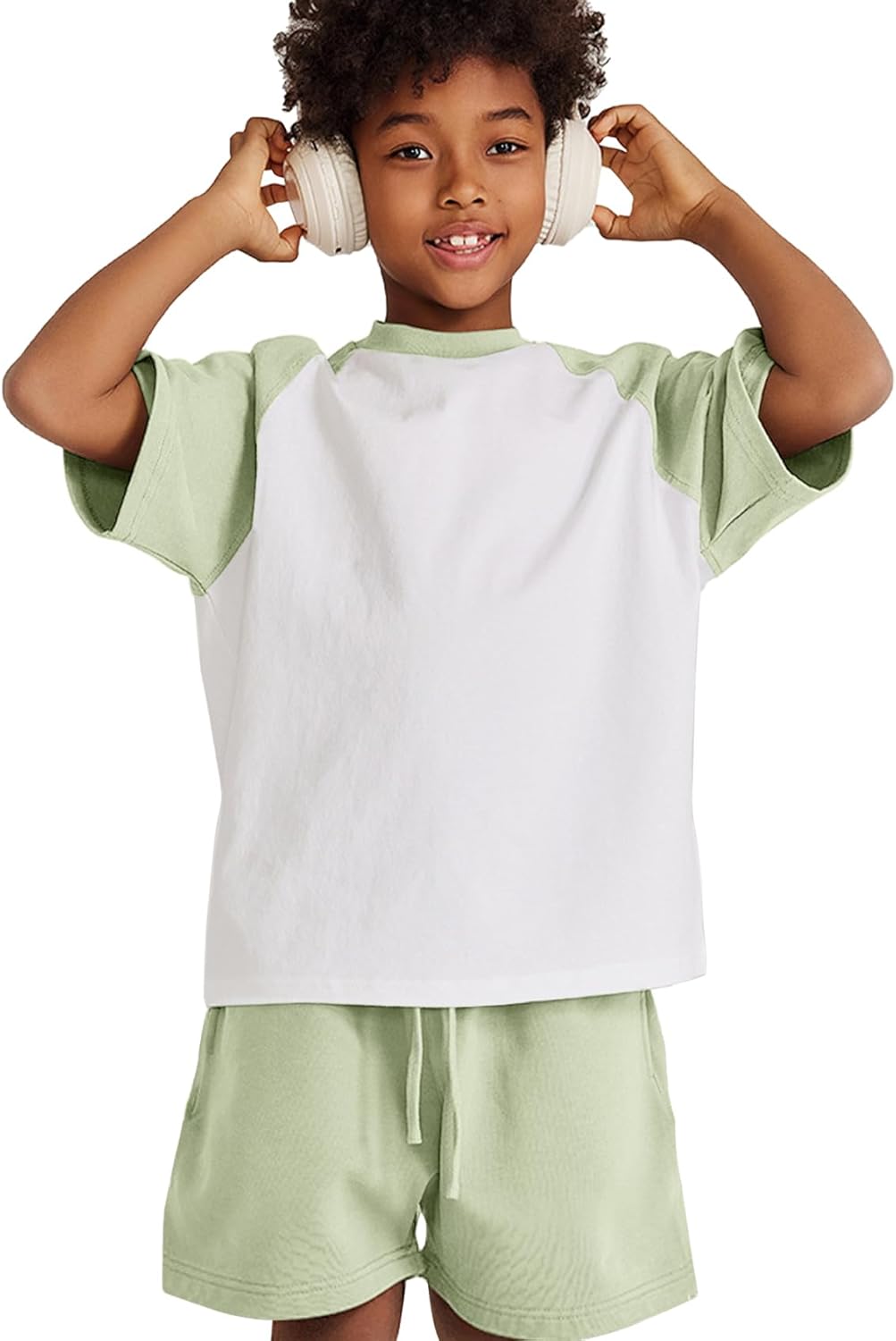 Flygo Boys Girls Short Pants Sets 2 Piece Raglan Crewneck Shirts Baseball Tee and Athletic Shorts Kids Active Summer Outfits