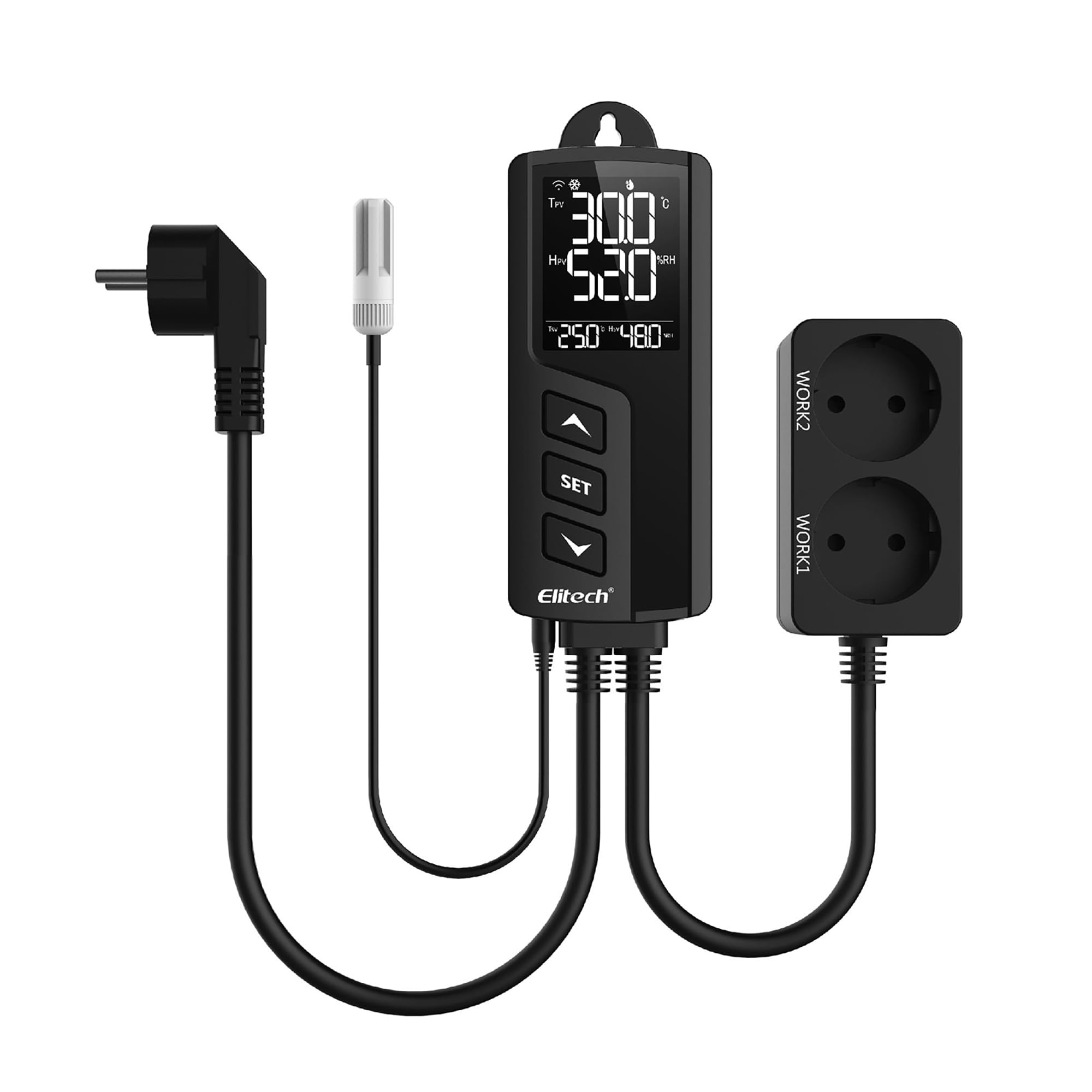 Elitech STC-1000Pro Dual Relay 220v Socket Termostato Digital con Sonda, Controlador de Temperatura de Enfriamiento y Calefacción para el Acuario Calentador de Agua Incubador(STC-1000ProTH WiFi-EU)
