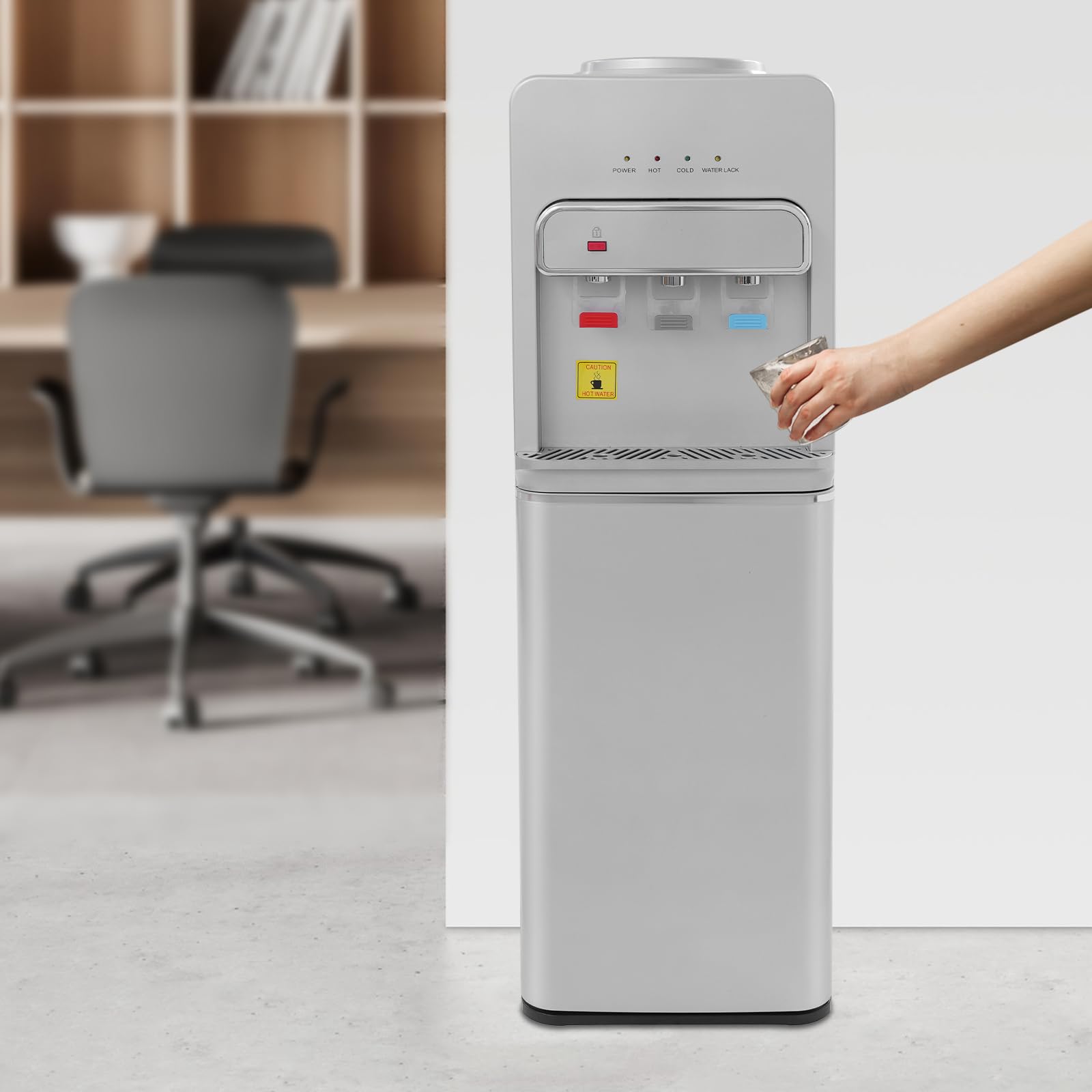 Dispensador de agua de pie, 3 ajustes de temperatura, agua caliente, fría y a temperatura ambiente, enfriador de agua embotellada con carga desde abajo, para dispensar agua potable en la oficina, en