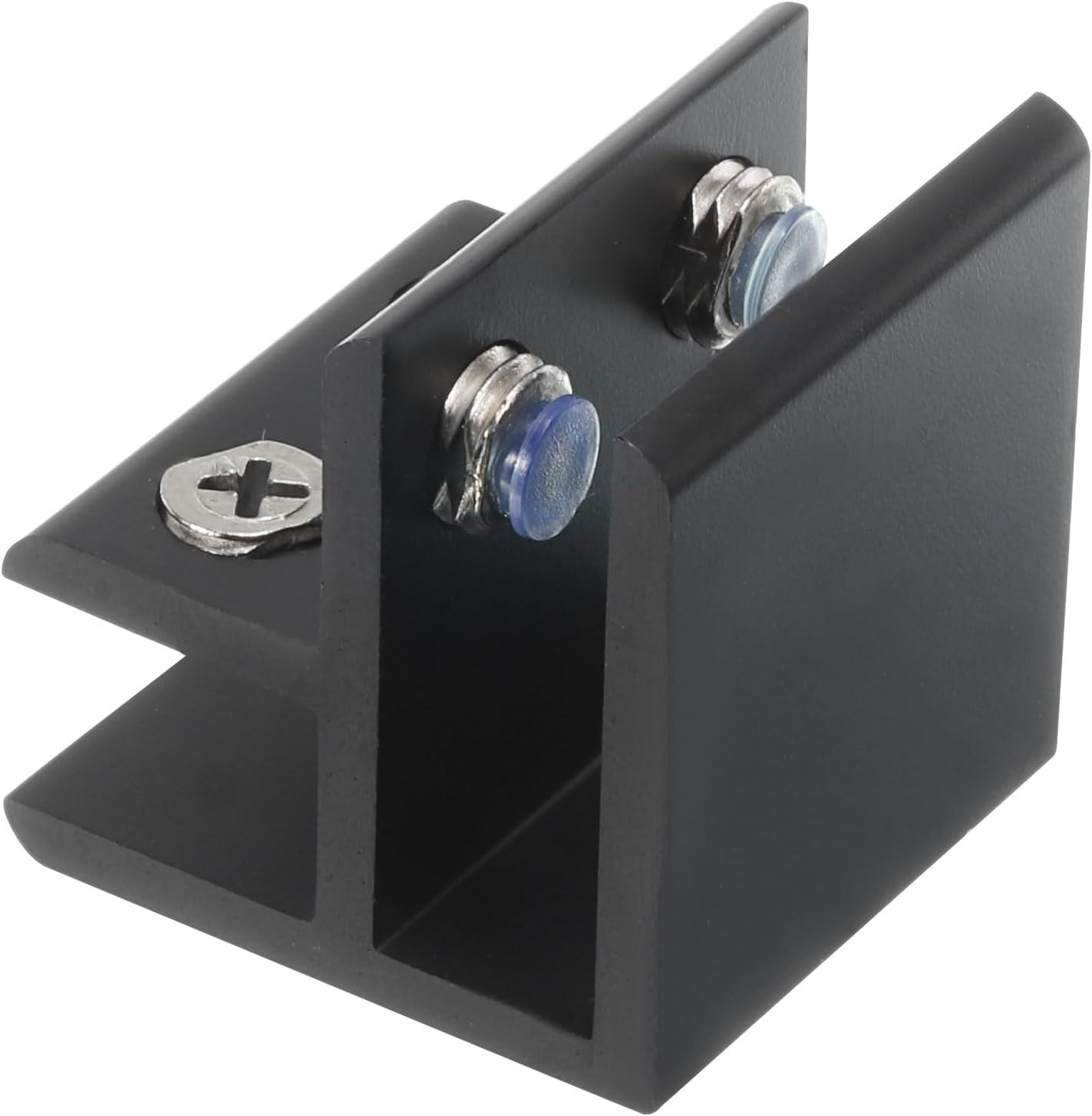 uxcell 90 Degree Glass Clamp, for 10-12mm Thickness Adjustable Glass Shelf Support Bracket Aluminum Alloy Glass Clip Clamp Holder, Black