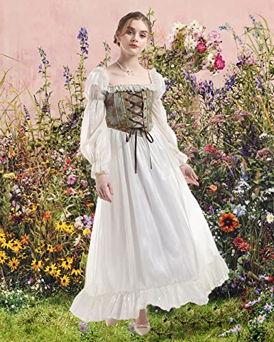 Image of NSPSTT Women Girls American Pioneer Colonial Dress Prairie Costume