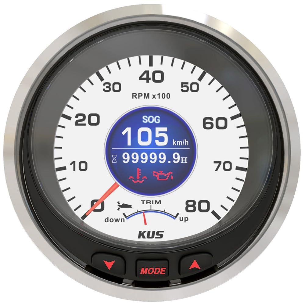 KUS 100 mm Multifunción Digital Instrumento GPS Velocímetro Tacómetro Tacómetro Indicador de Tanque Temperatura del Agua Presión de Aceite para Barcos Señal NMEA2000 J1939