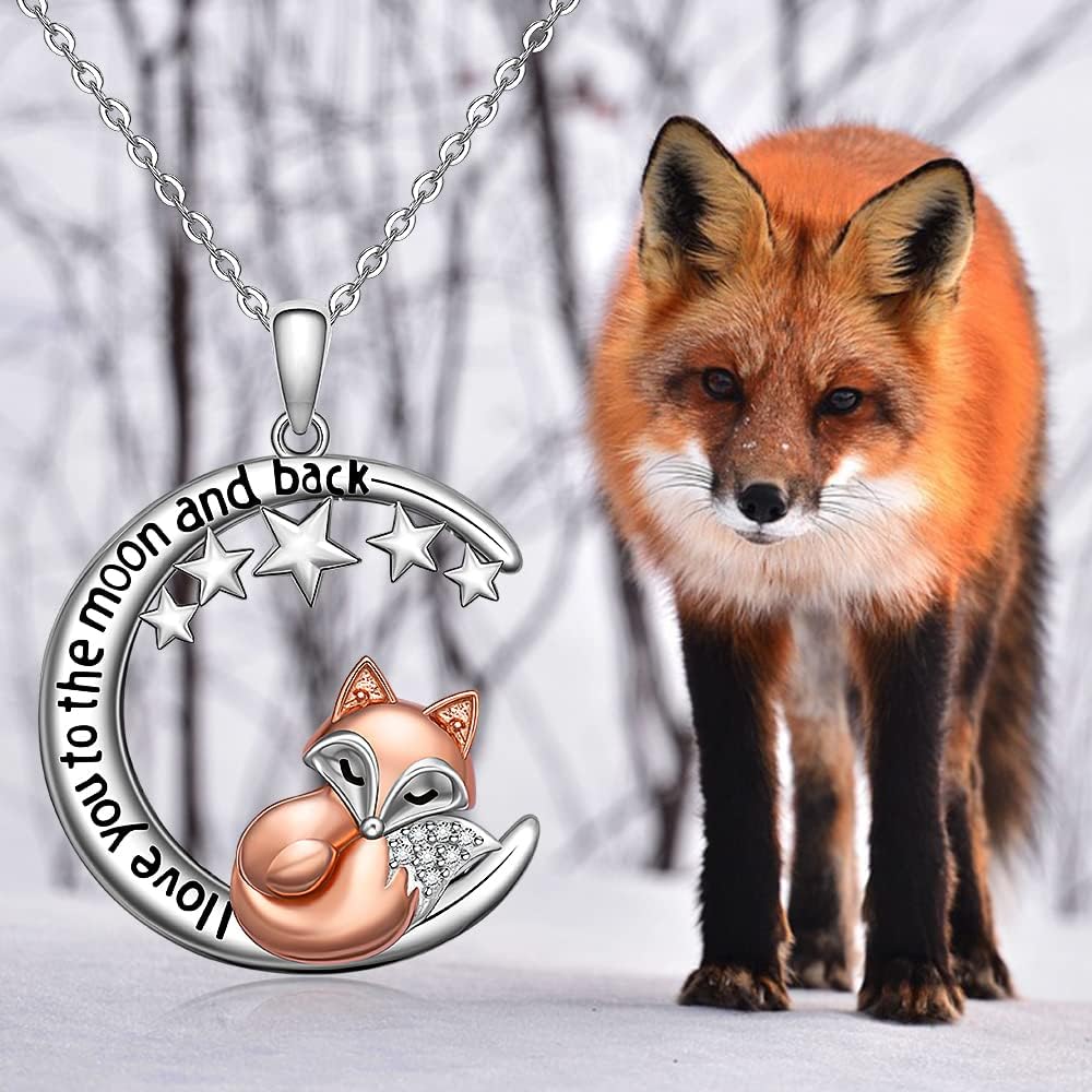 Fox Necklace Sleeping Fox Animal Necklaces S925 Sterling Silver Necklace for Women I Love You to The Moon and Back Foxes Jewelry - Image 4