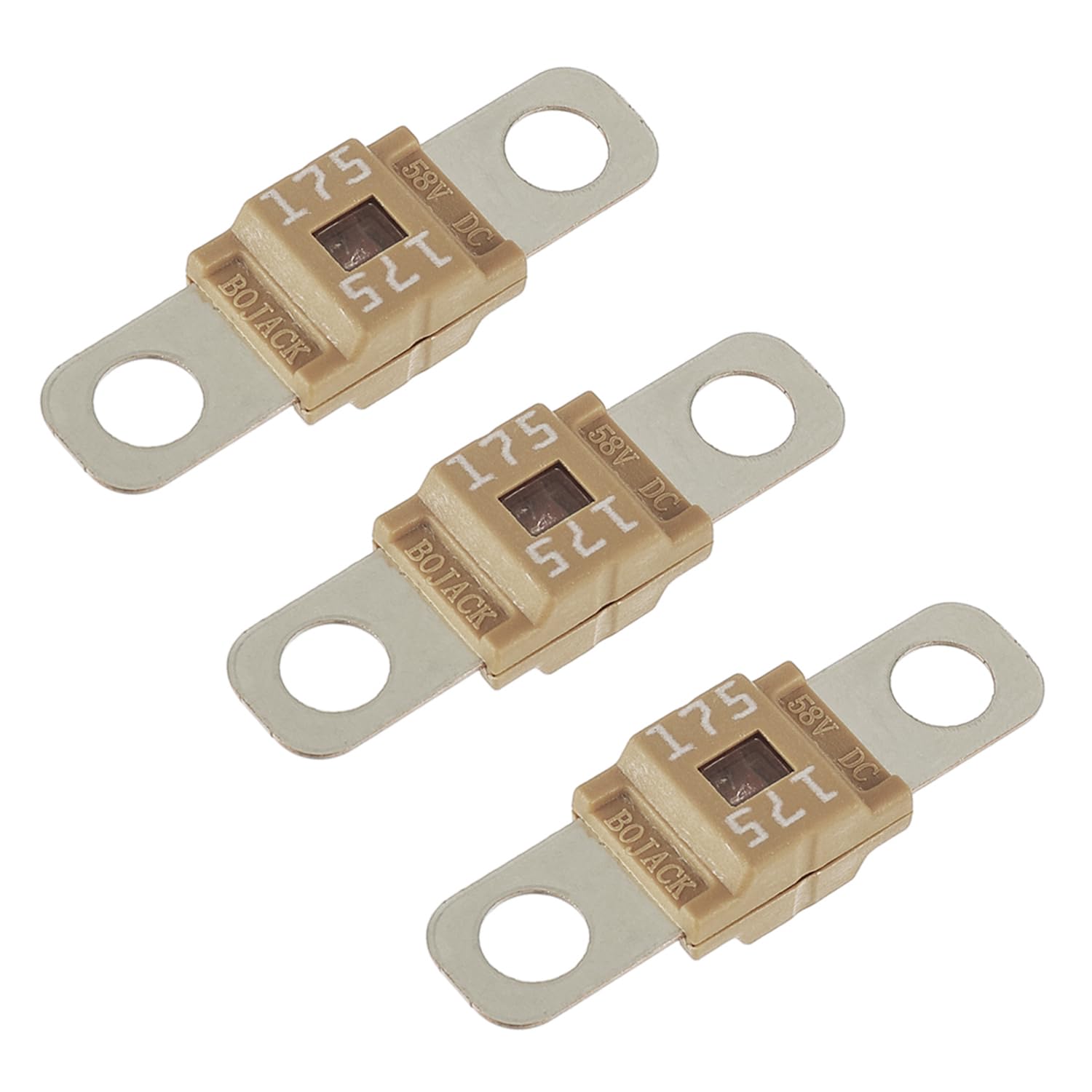 BOJACK Midi Hochstromsicherung Bolt-on Sicherung 175A Ampere Hellbraun für PKW, LKW, Baufahrzeuge, Busse, Wohnwagen (3 Stück 175A)