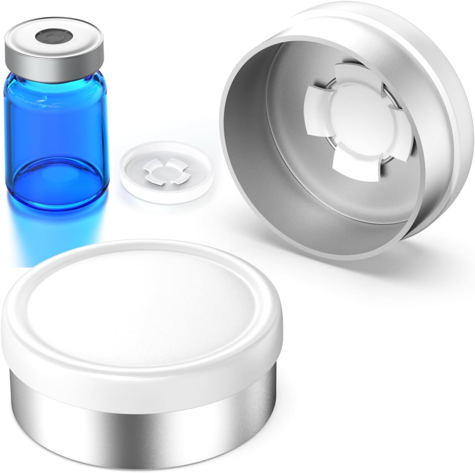 20mm Flip Off Caps Burr-Free Flip Top Aluminum-Plastic Caps Single Tone Flip Top Seals for Glass Vial 100 Pcs (20mm, White)