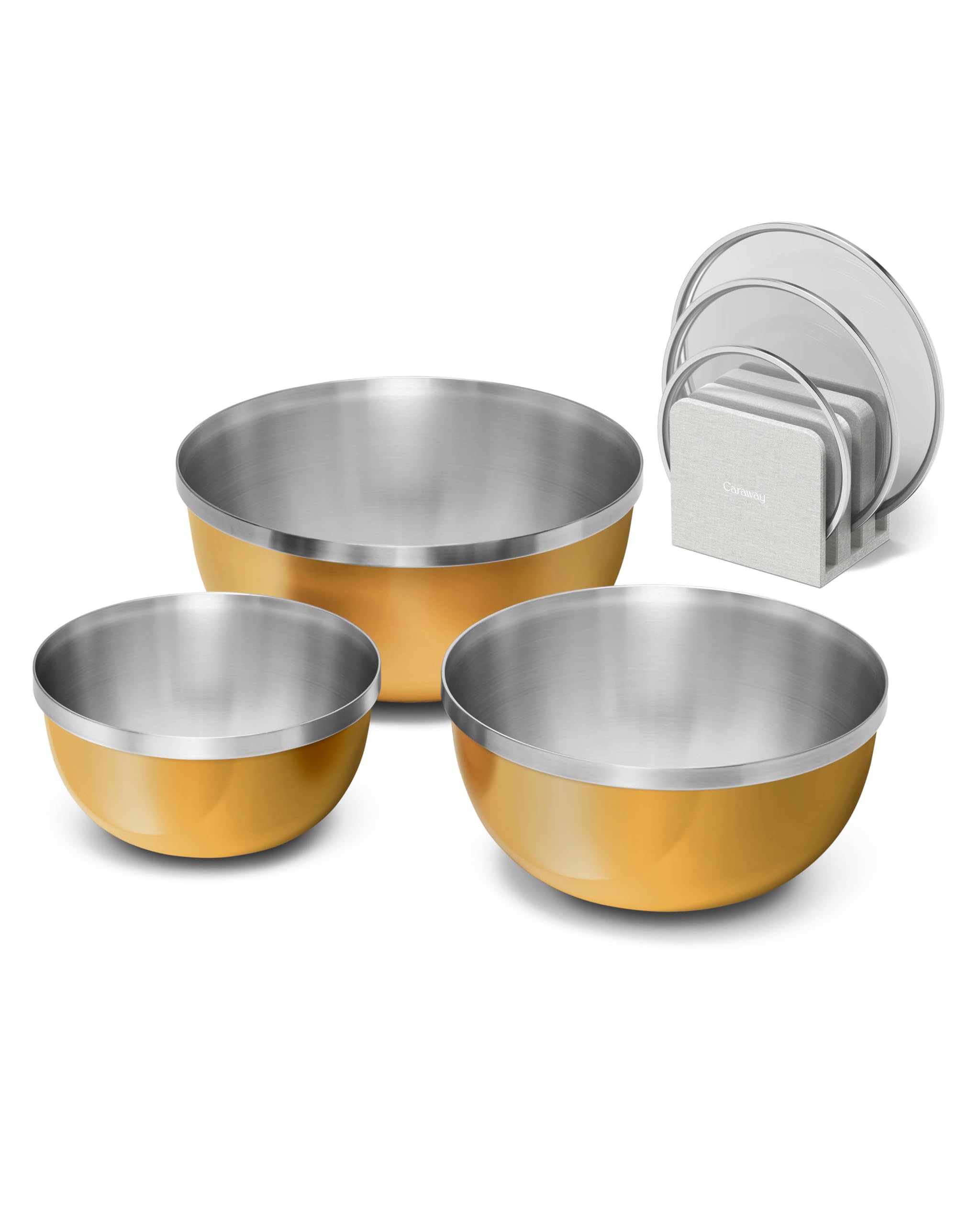 Caraway 7-Piece Mixing Bowl Set with Lids and Lid Storage Organizer