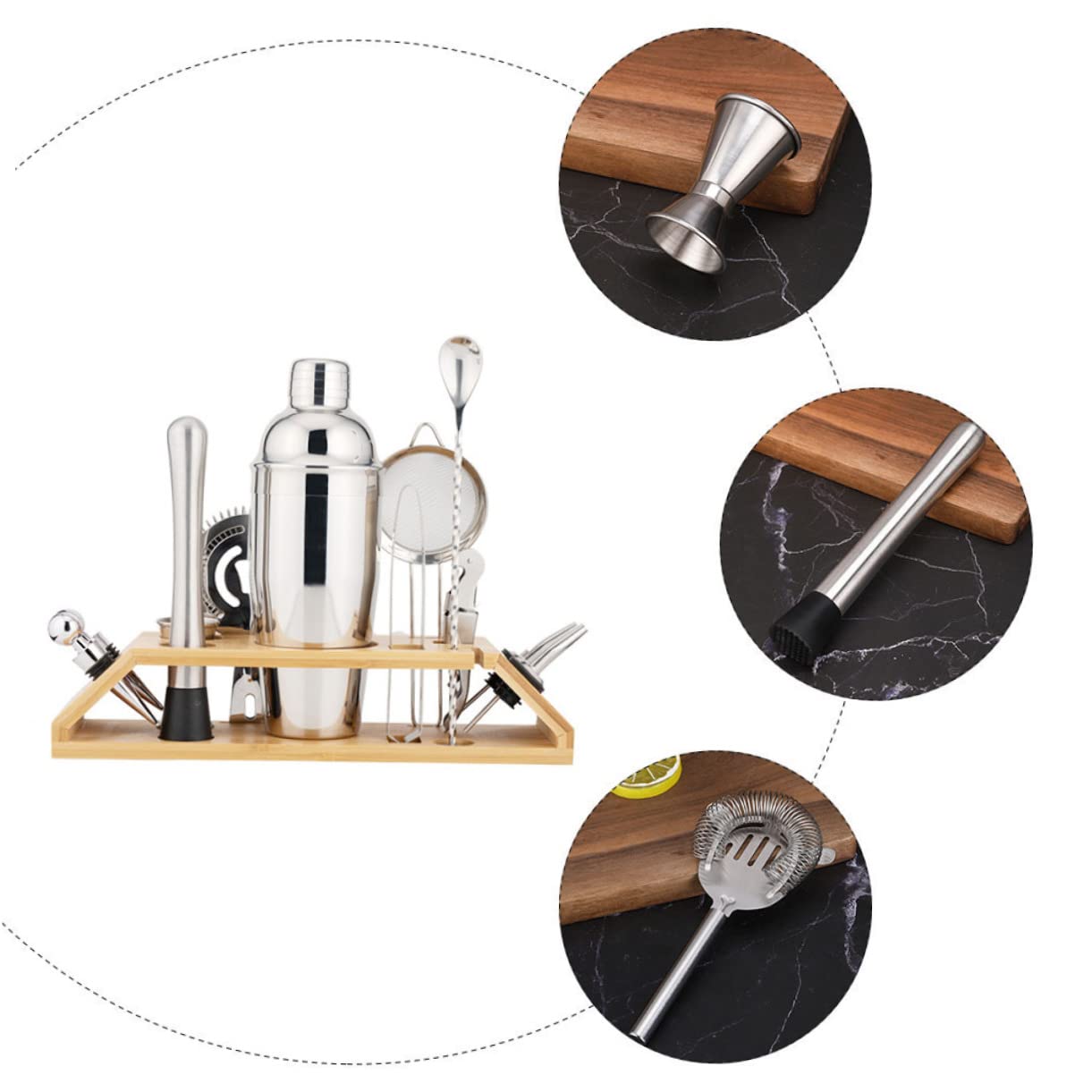 UKCOCO Coctelera De Acero Inoxidable De Herramientas De Barra Para Cócteles Kit De Coctelera Para Obsequio De Cumpleaños