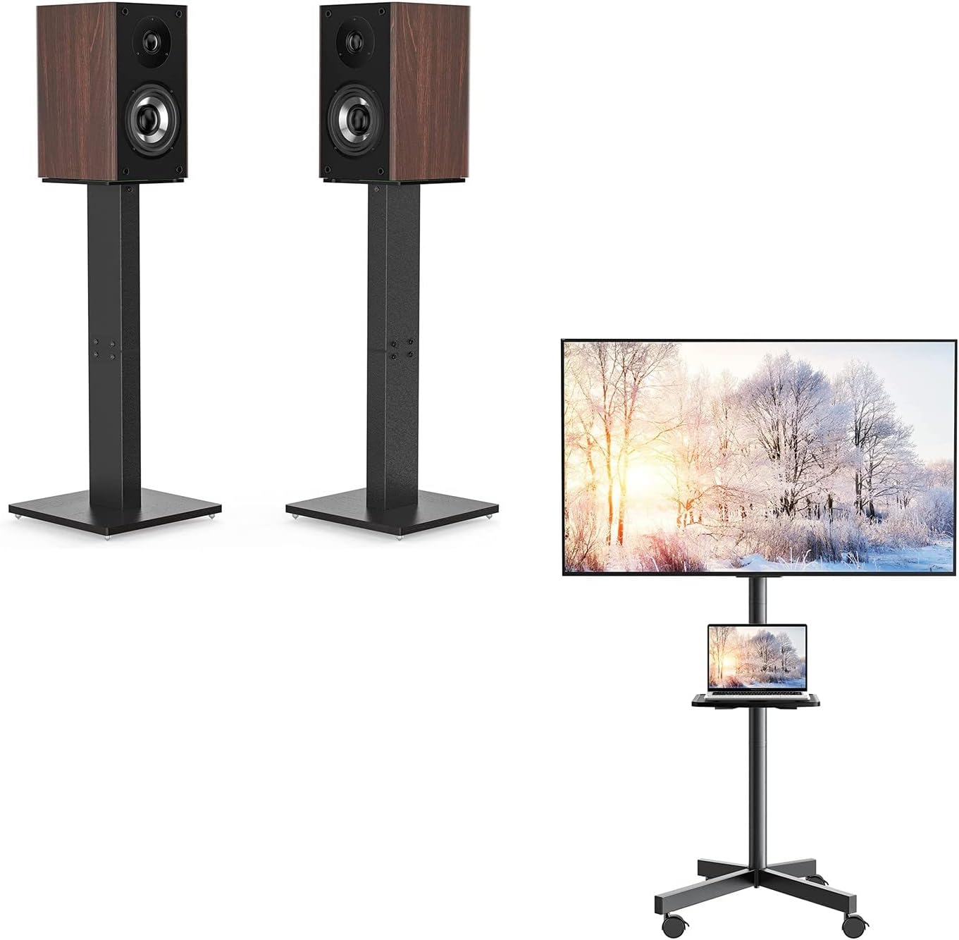 Perlegear Universal Bookshelf Speaker Stand with Aluminum Column for Speakers up to