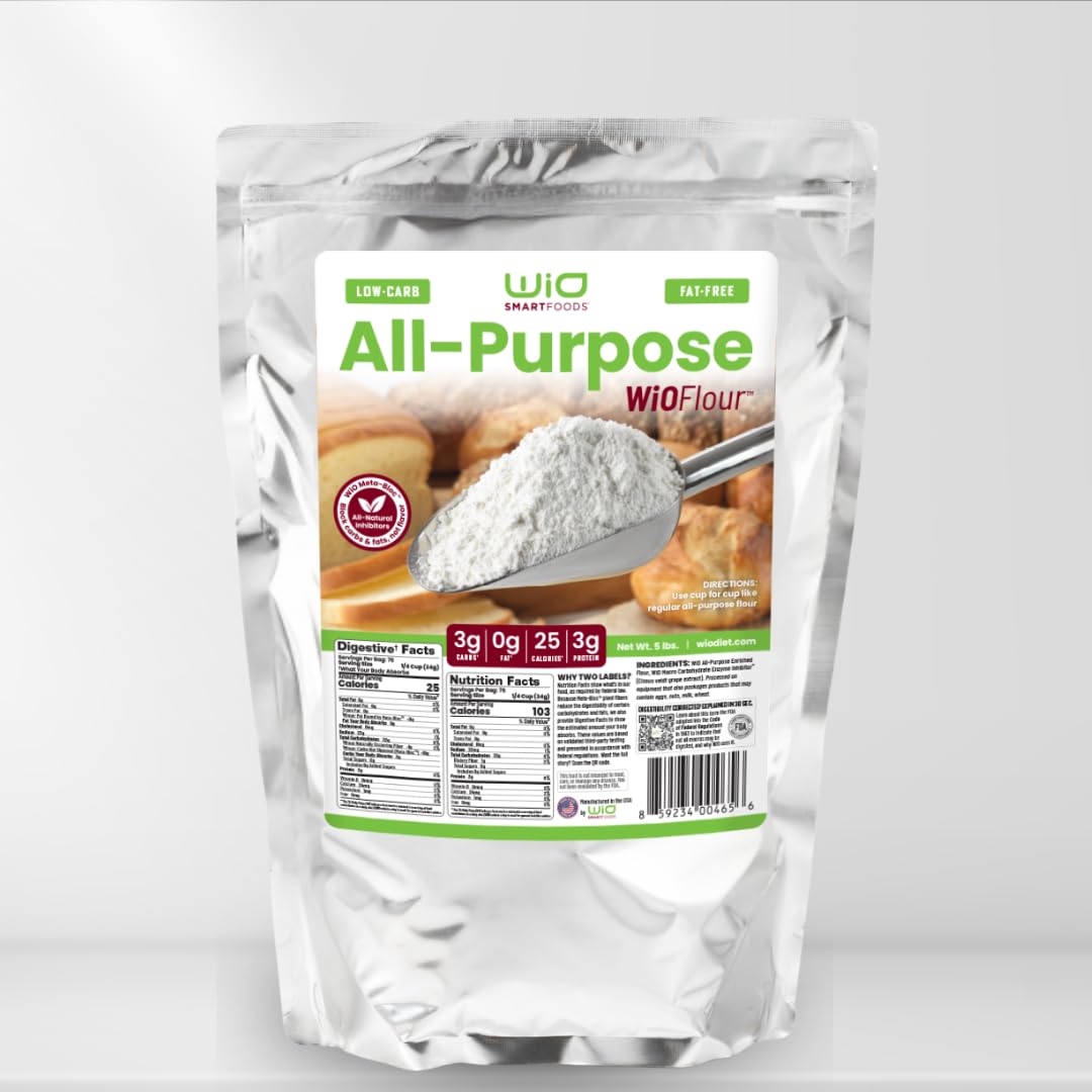 WiO SmartFoods™ All-Purpose Flour, 5-lb. Low-Carb, Fat-Free, Sugar-Free, Flour for Baking, Cooking, and More