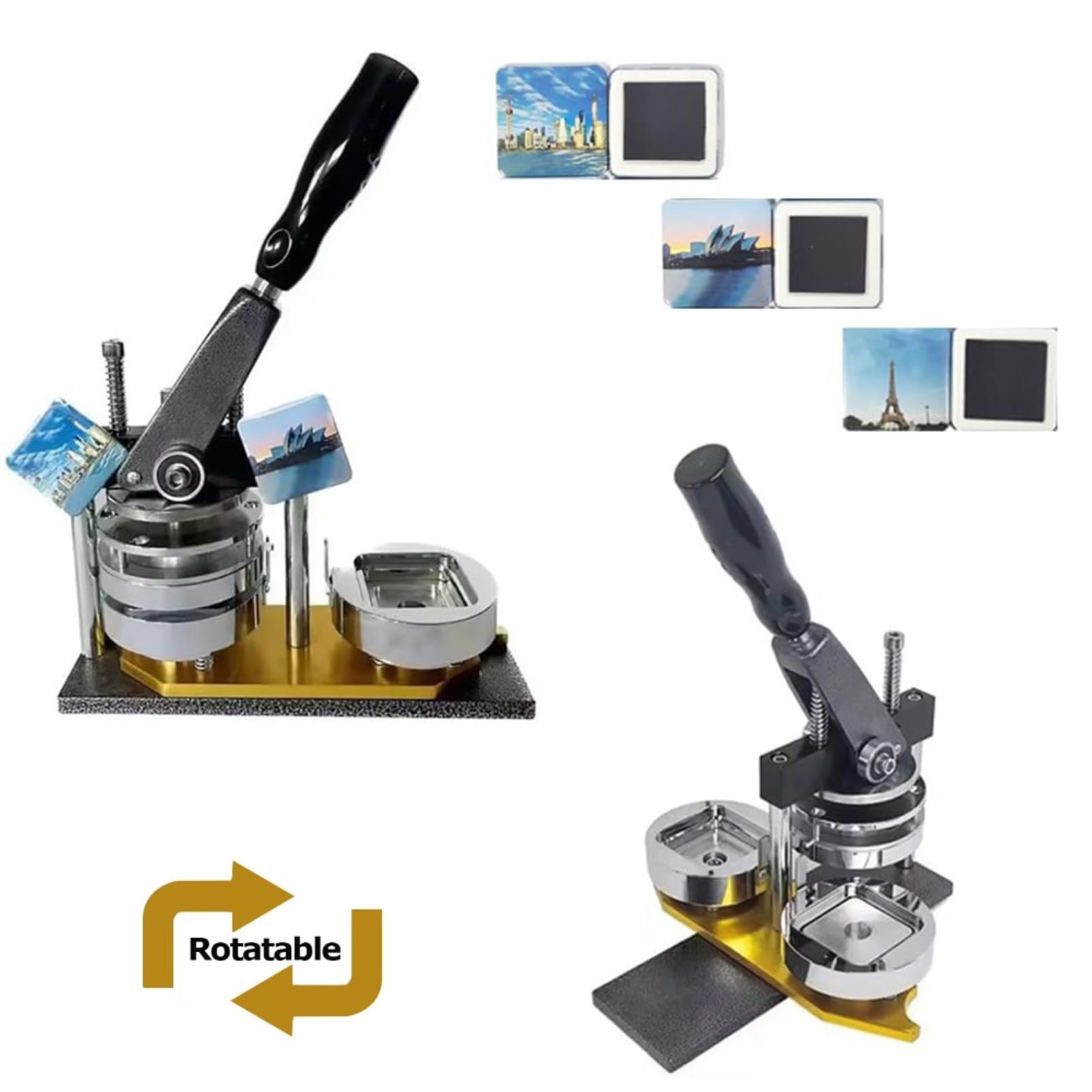 Button Maker Maschine für DIY Foto Abzeichen und Geschenke, 50mm mit Papierschneider, Enthält 100 Sets Verbrauchsmaterialien für Kühlschrankmagnete