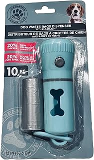 Dog waste bag dispenser with flashlight