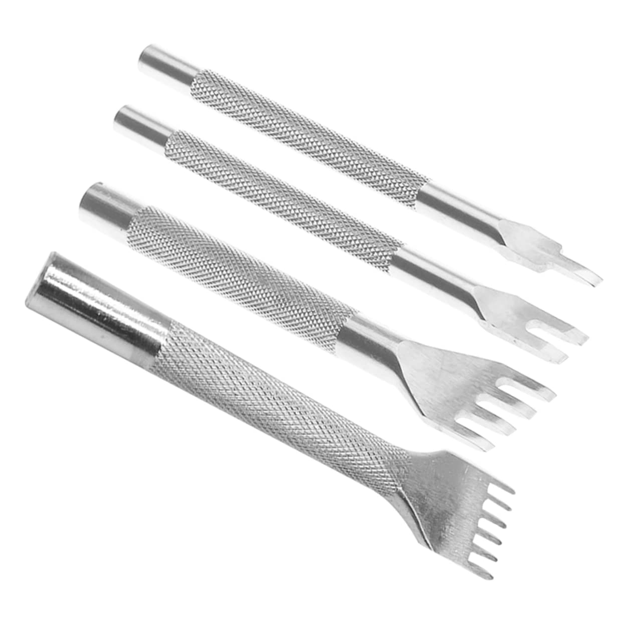 HOMSFOU 4PCS Leather Punching Tool Kit High Strength Steel Sewing Tools for DIY Leather Crafting Comfortable Handle Sharp Teeth for Effortless Punching