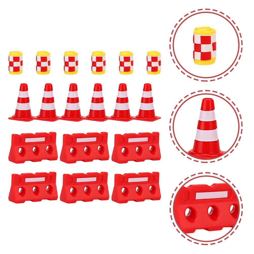 36 Stücke Stangen Verkehrsschilder Kinder Zäune Warnschilder Kinder Mini Pylonen Verkehrszeichen Spielzeug Mini Zaun DIY Straßensperre Spielzeug für Lernspielzeug