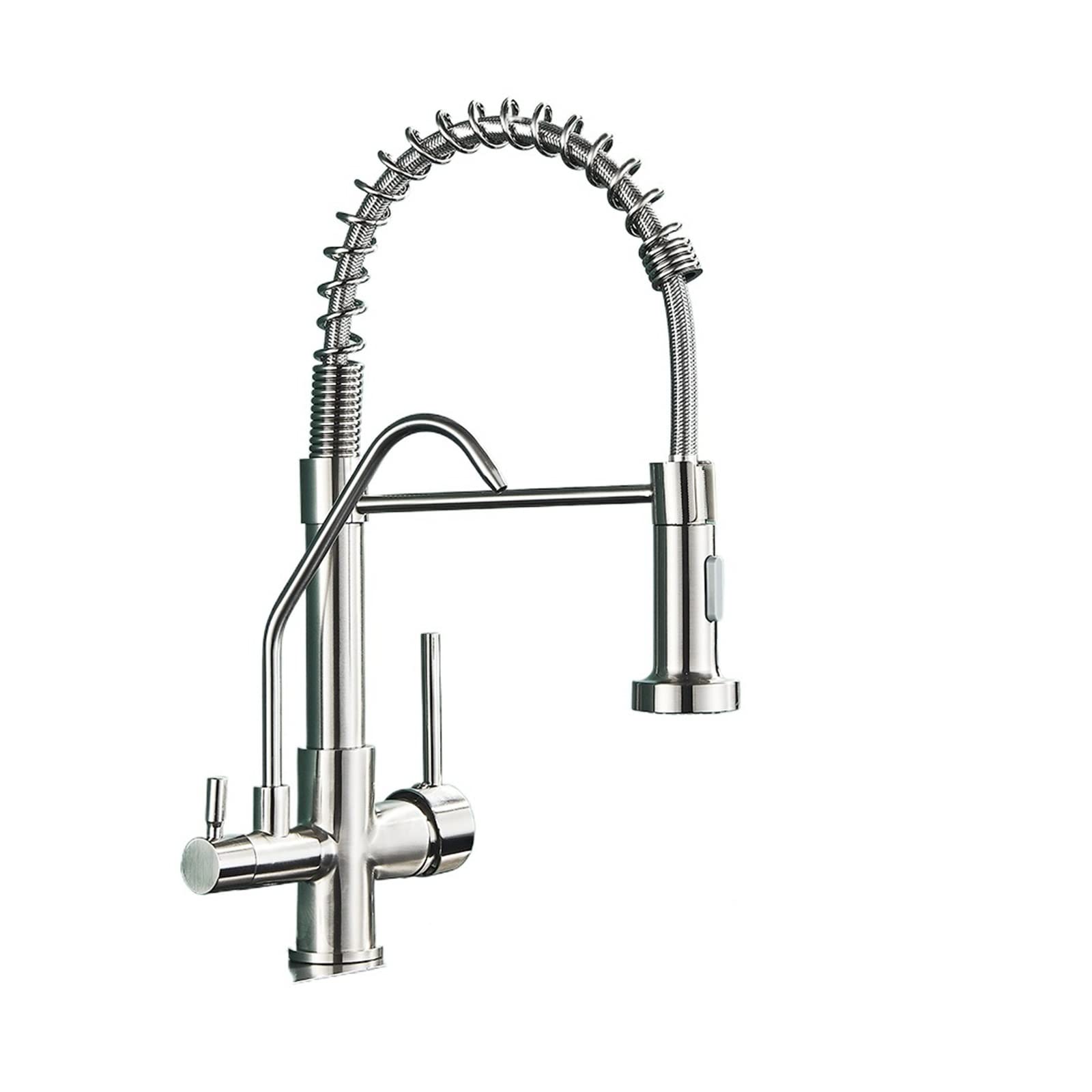 Matte negro filtro de agua pura grifo dual mango caliente y fría potable extrae la batalla cocina purificación,Control preciso(Brushed Nickel A)