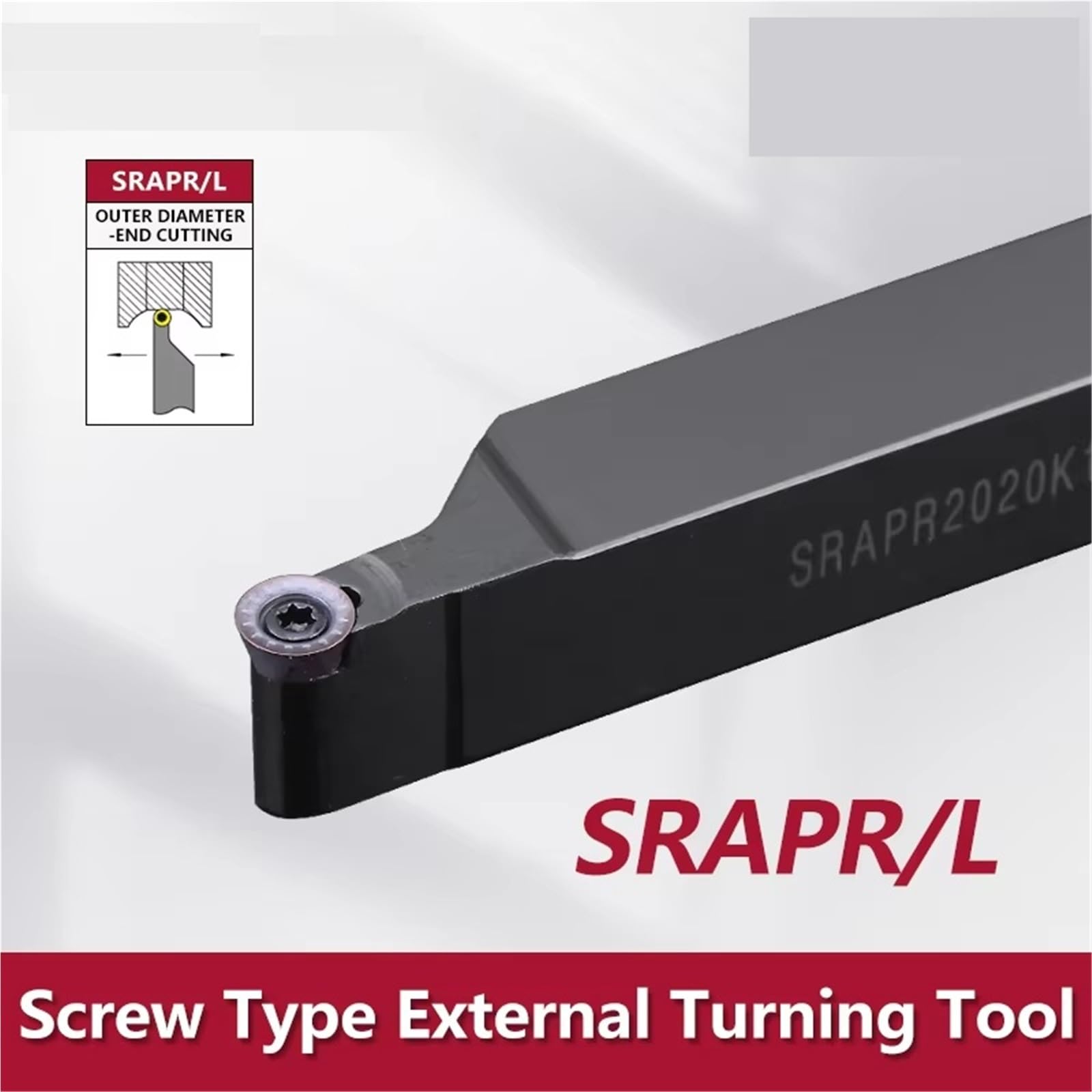 SRAPR1616H8 SRAPR2020 SRAPR2525 SRAPR3232 SRAPL1616 SRAPL2020 Portaherramientas externo para torno CNC Barra de corte(SRAPR2525M08T2)