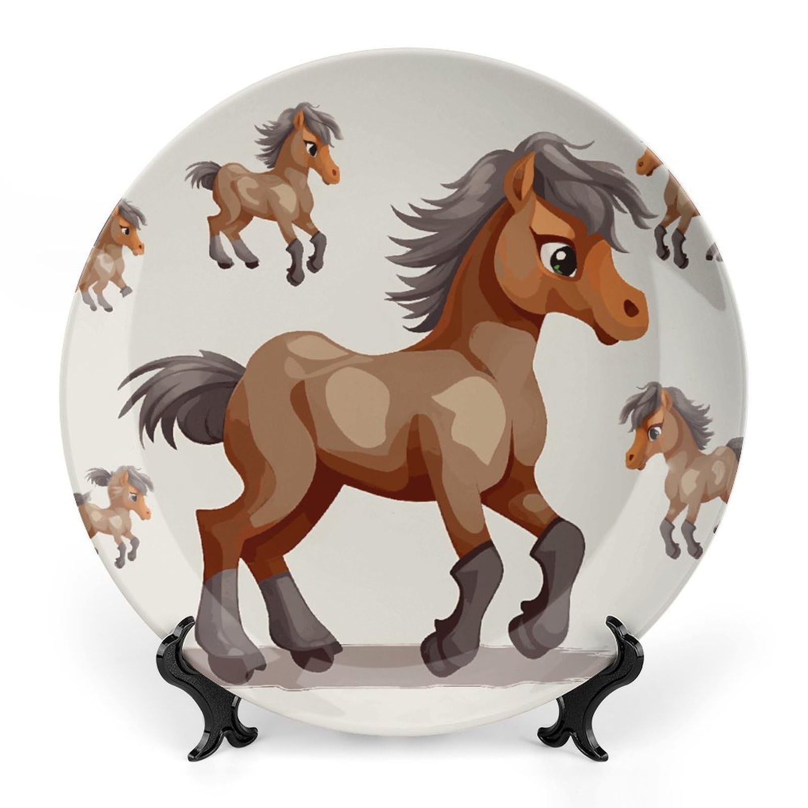 Assiette décorative de cheval mignon en porcelaine pour sublimer votre bureau et salon