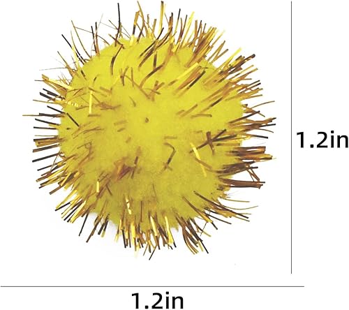 Miniatura 6 de Yuntop 70 bolas brillantes de colores surtidos, juguete para gatos de oropel con purpurina, pompones interactivos para gatitos, bolas peludas