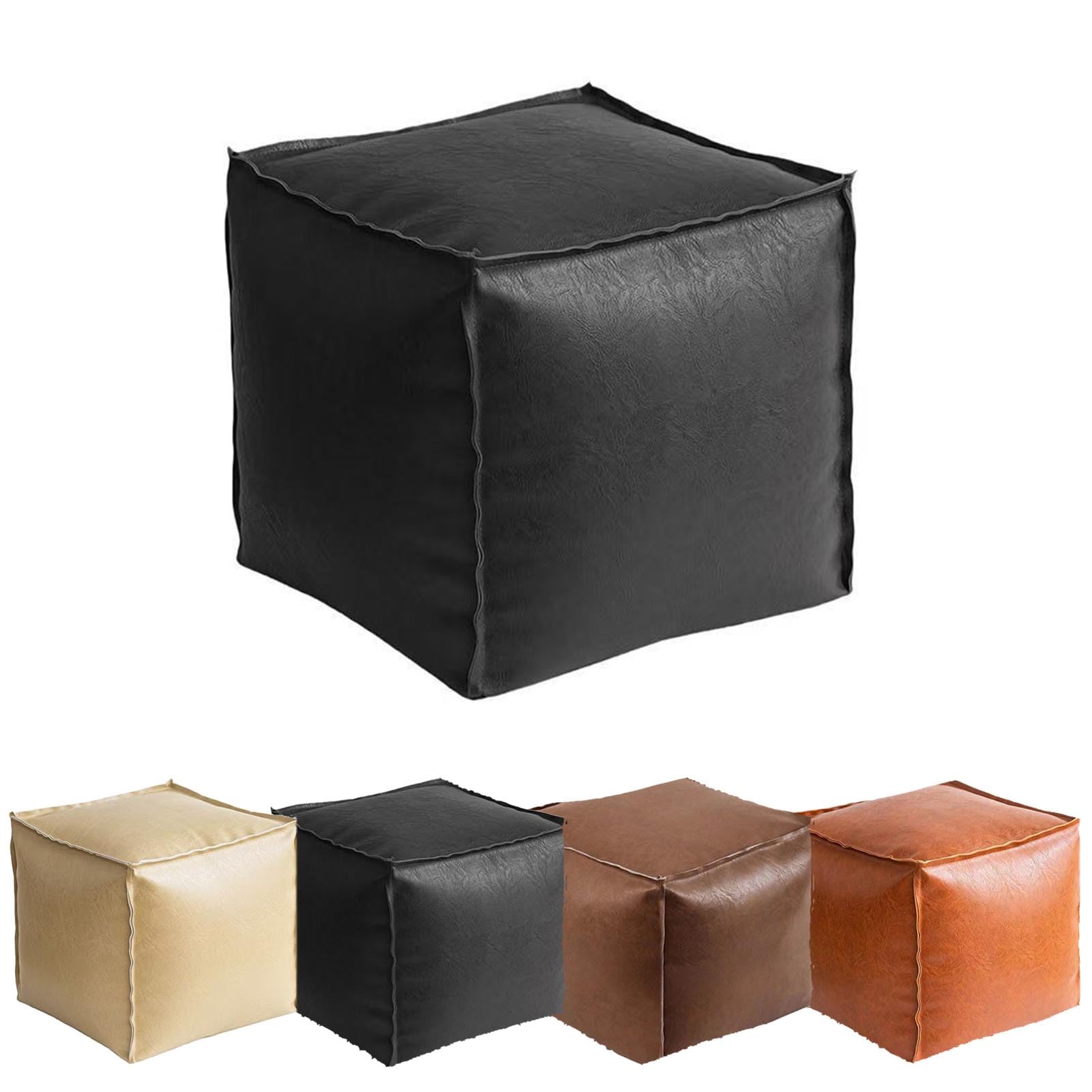 Poggiapiedi, Poggiapiedi Divano quadrato, Puffo Imbottito in Tessuto Tecnico Resistente e Antistrappo, Comodo e Impermeabile,morbido sgabello imbottito pieghevole da 40 cm (Black,2PC)