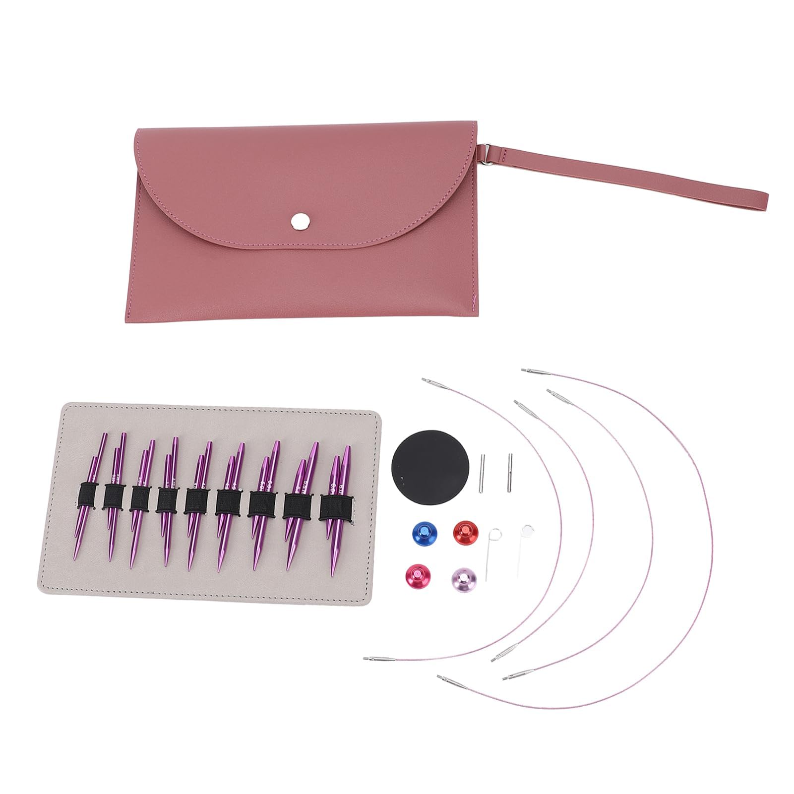 Set di Aghi Circolari Intercambiabili per Maglieria, Manici Ergonomici in Alluminio