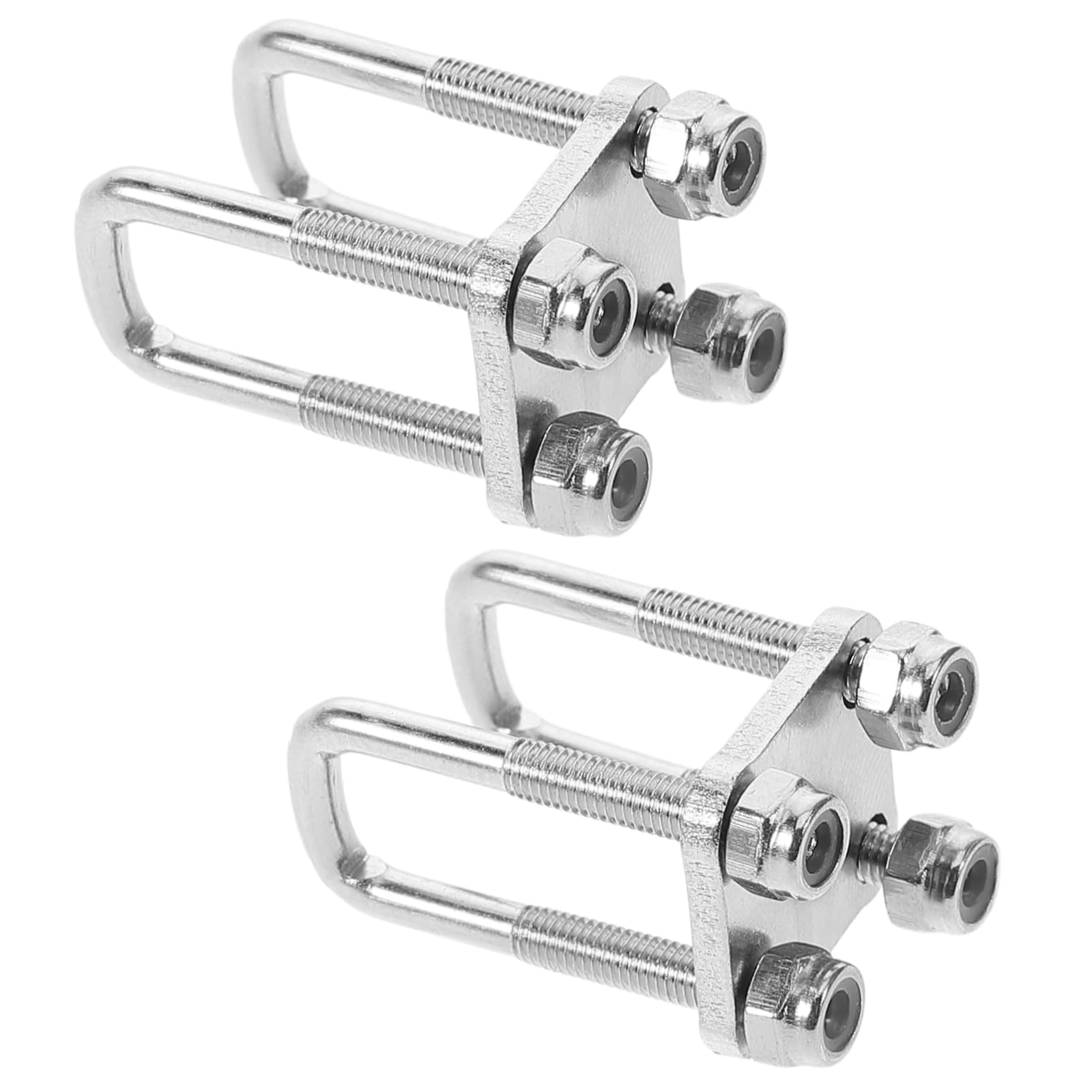 Luxshiny 4pcs Mini Stainless Steel Square U Bolts Durable U Shaped Bolts for Trailers and Model Vehicles Realistic Simulation Design with Spring Steel Plate Industrial Supplies for