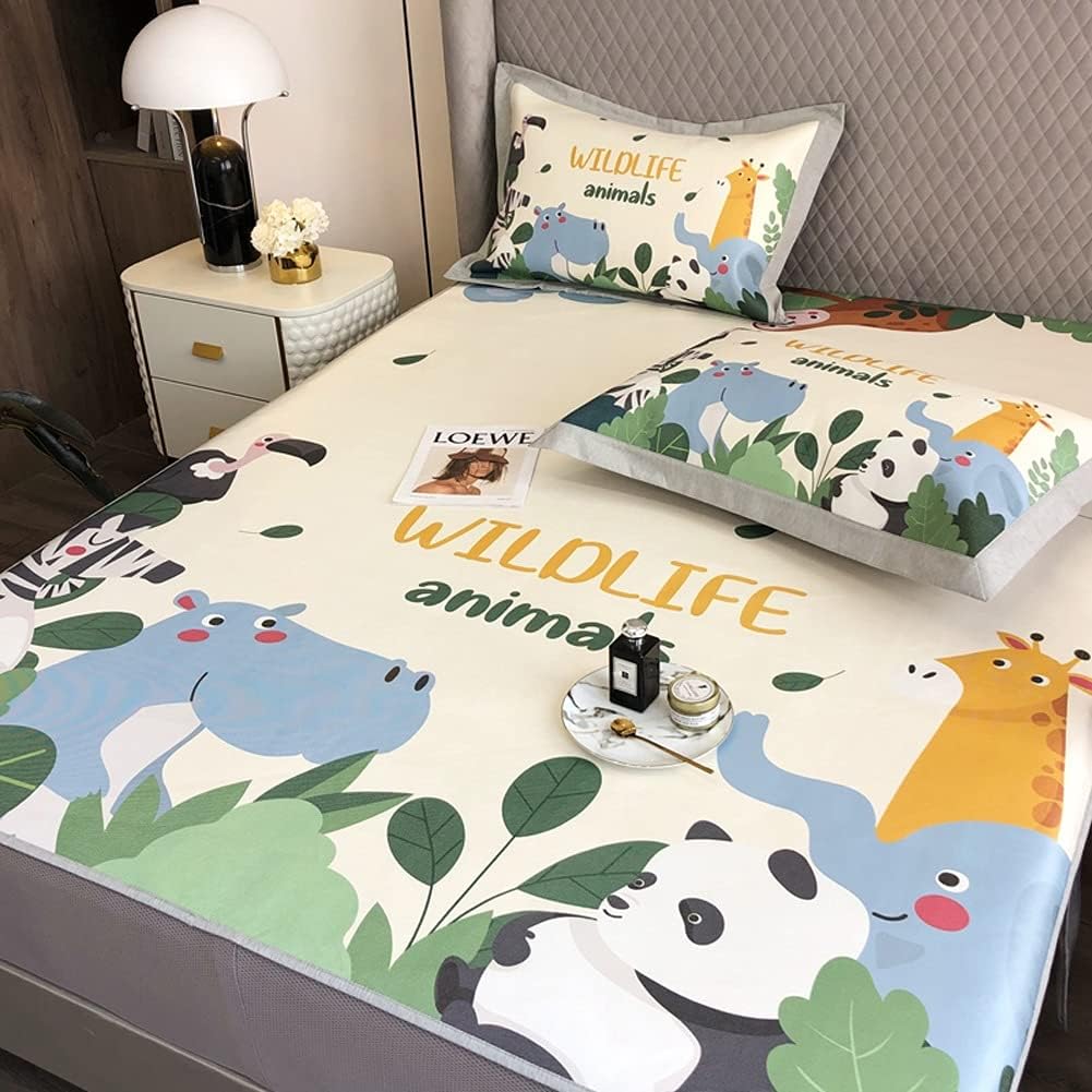 Children's Ice Mat Three-piece Bed Sheet Cartoon Air-Conditioning Soft Can Be Washed and Folded(1.5m Bed)