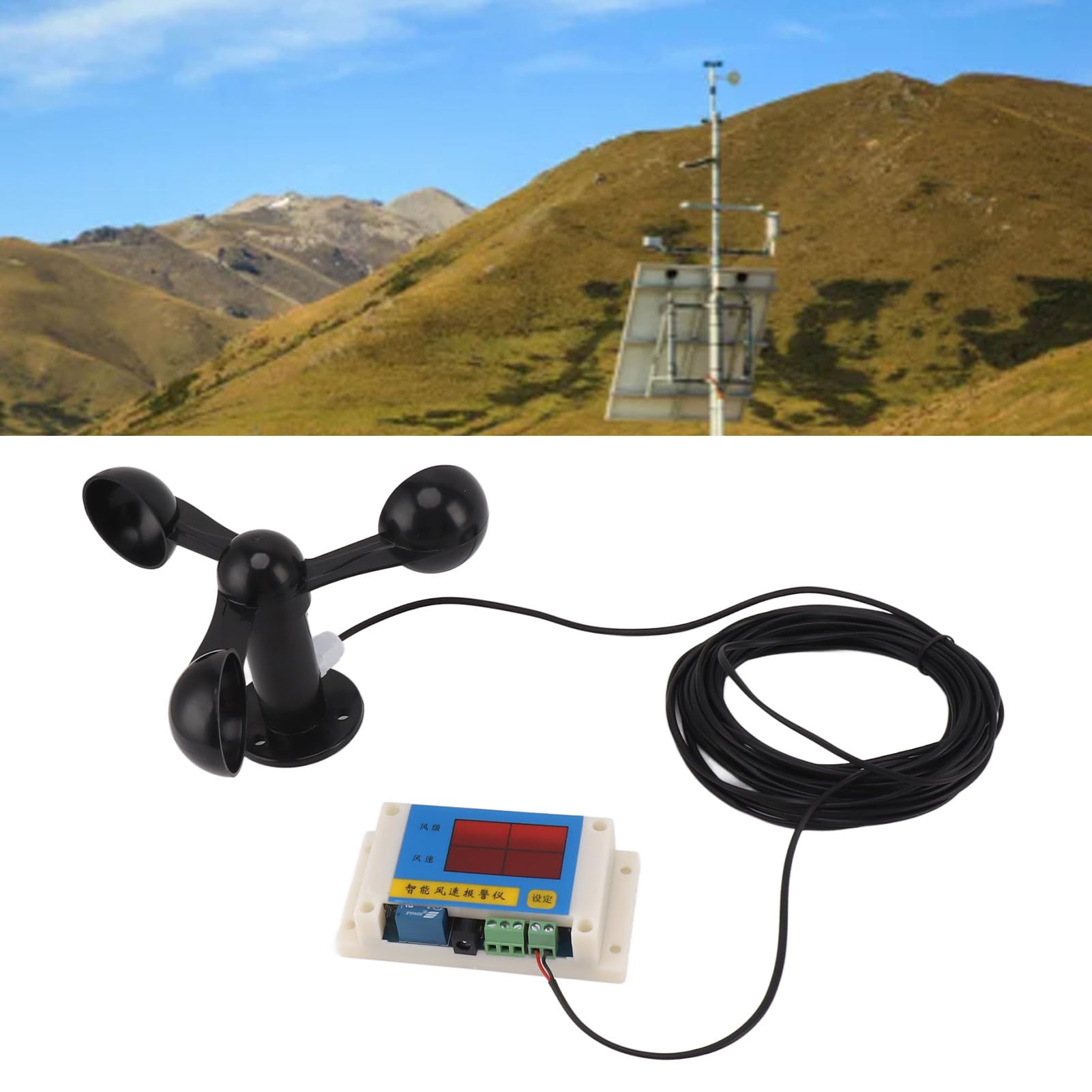 Anémomètre de Grue à Tour de Haute Précision, Dispositif D'alarme de Vitesse du Vent USB avec 3 Pales de Ventilateur