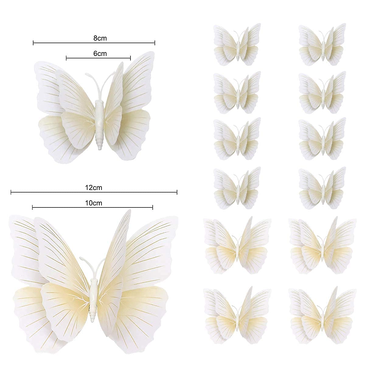 Adesivi Murali Farfalle 3D - Set 12 Pezzi Con Colla, Decorazione Per Casa E Giardino (Rosa)